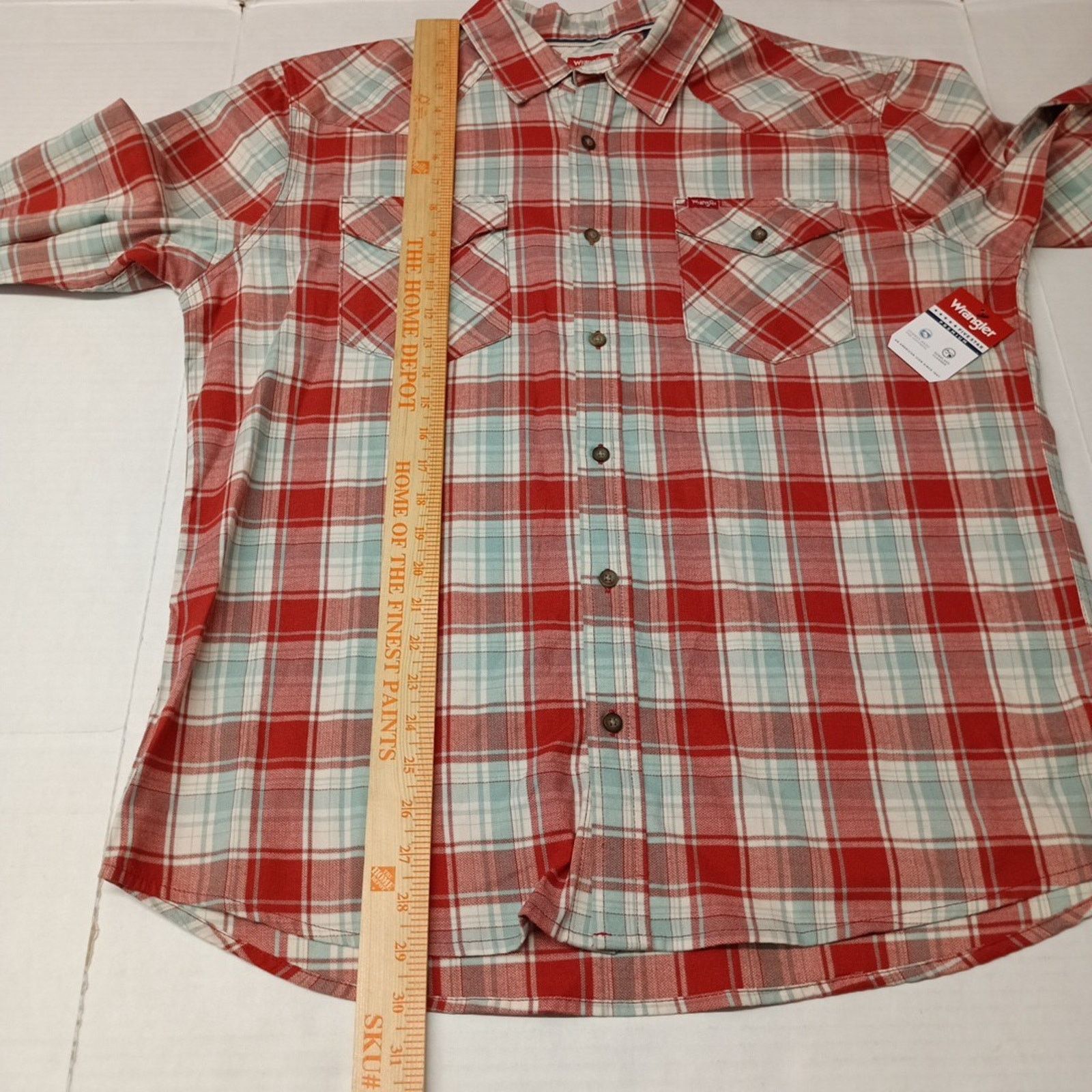 Wrangler Wrangler Cowboy Wash Shirt Men's Size L Large Red Teal Plaid Size US L / EU 52-54 / 3 - 6 Thumbnail