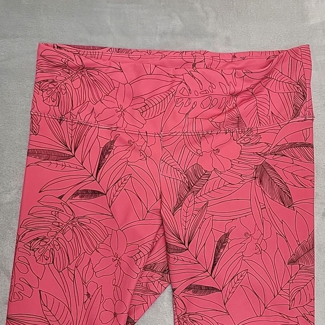 Vintage Shredly Pants Womens Large Pink Floral Legging Yoga Athleisure Made in USA Size 36" / US 14 / IT 50 - 3 Thumbnail