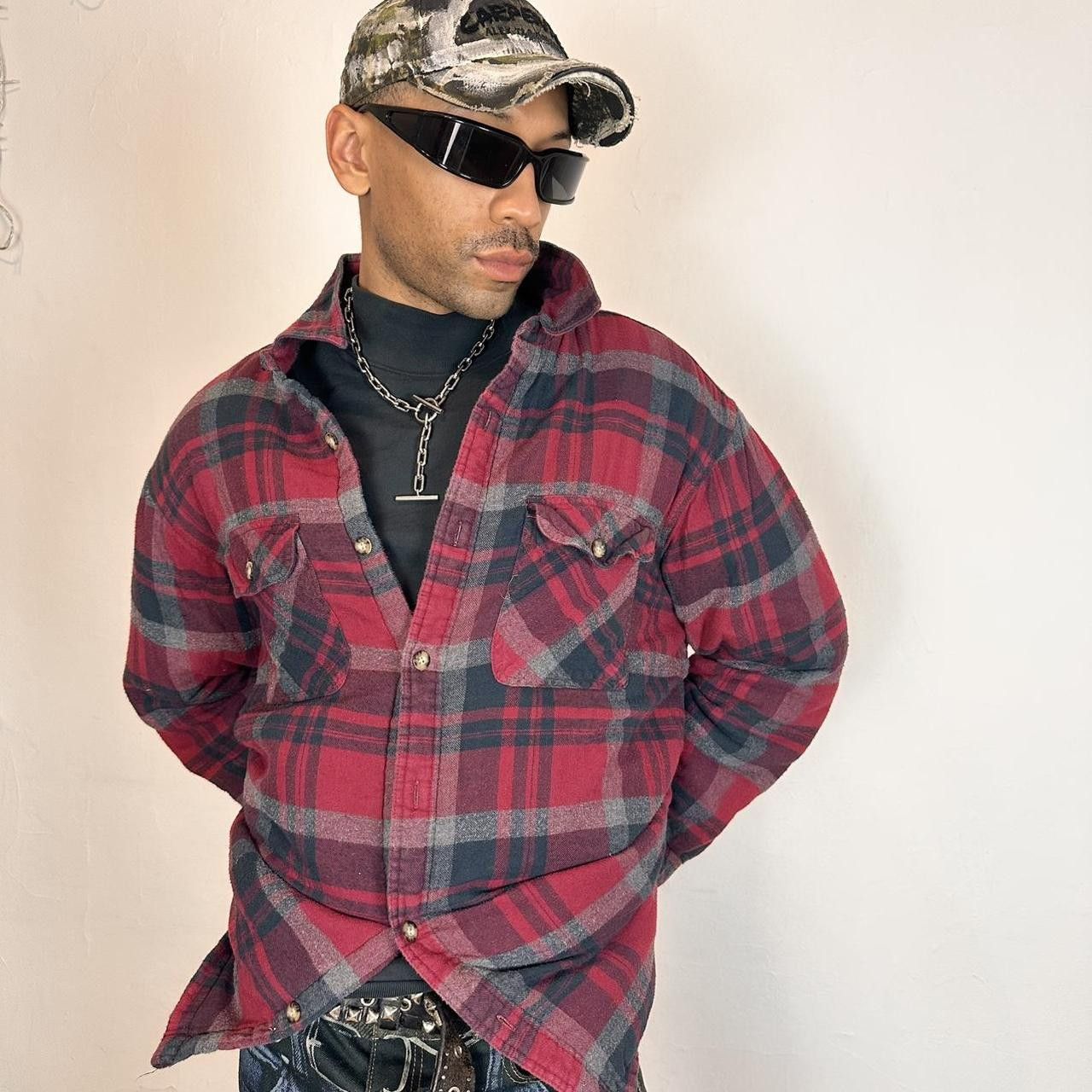 Cherokee Vintage Cherokee Red/Navy Plaid Quilted Flannel Jacket - XL Size US XL / EU 56 / 4 - 2 Thumbnail