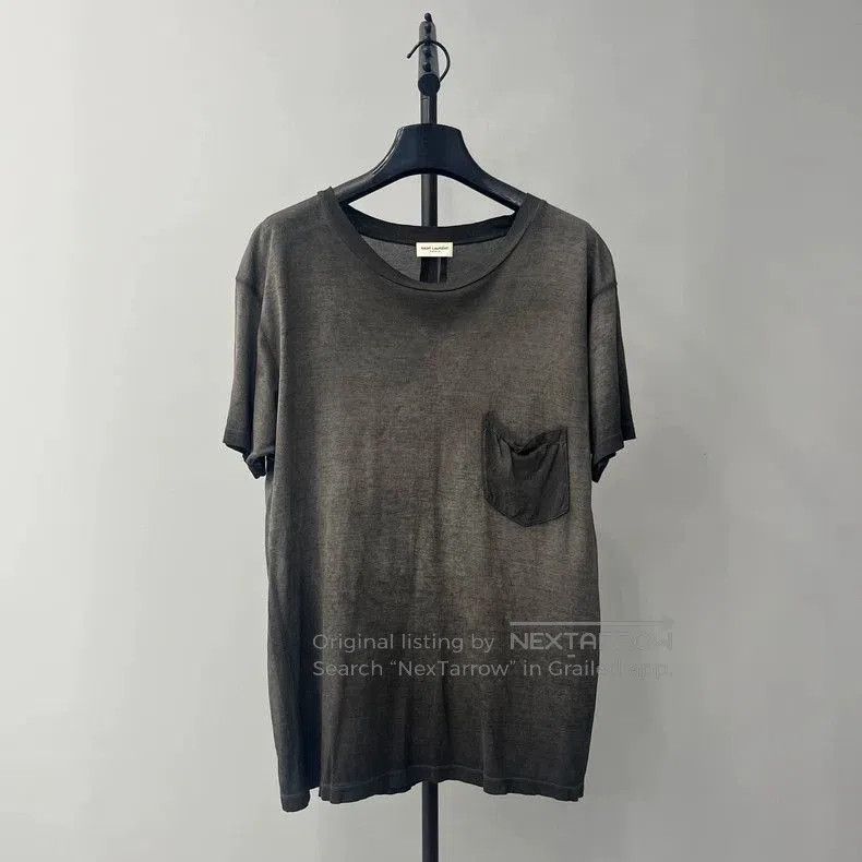 Saint Laurent Paris SAINT LAURENT Distressed Short Sleeve T. Size US XL / EU 56 / 4 - 1 Thumbnail