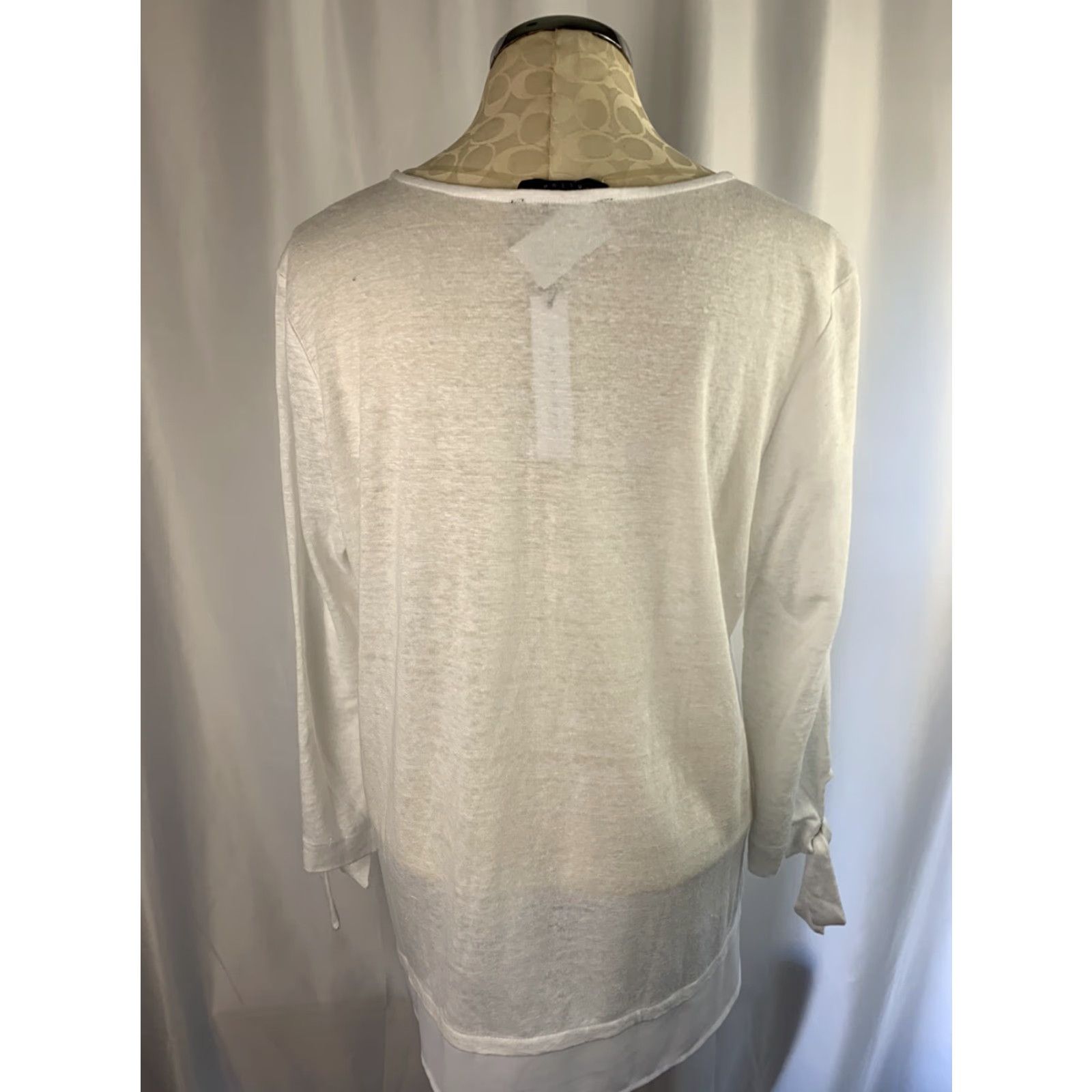 Sanctuary Sanctuary XL Women's Top White Linen V-Neck Sheer Long Sleeve New Tie Sleeve Size XL / US 12-14 / IT 48-50 - 6 Thumbnail