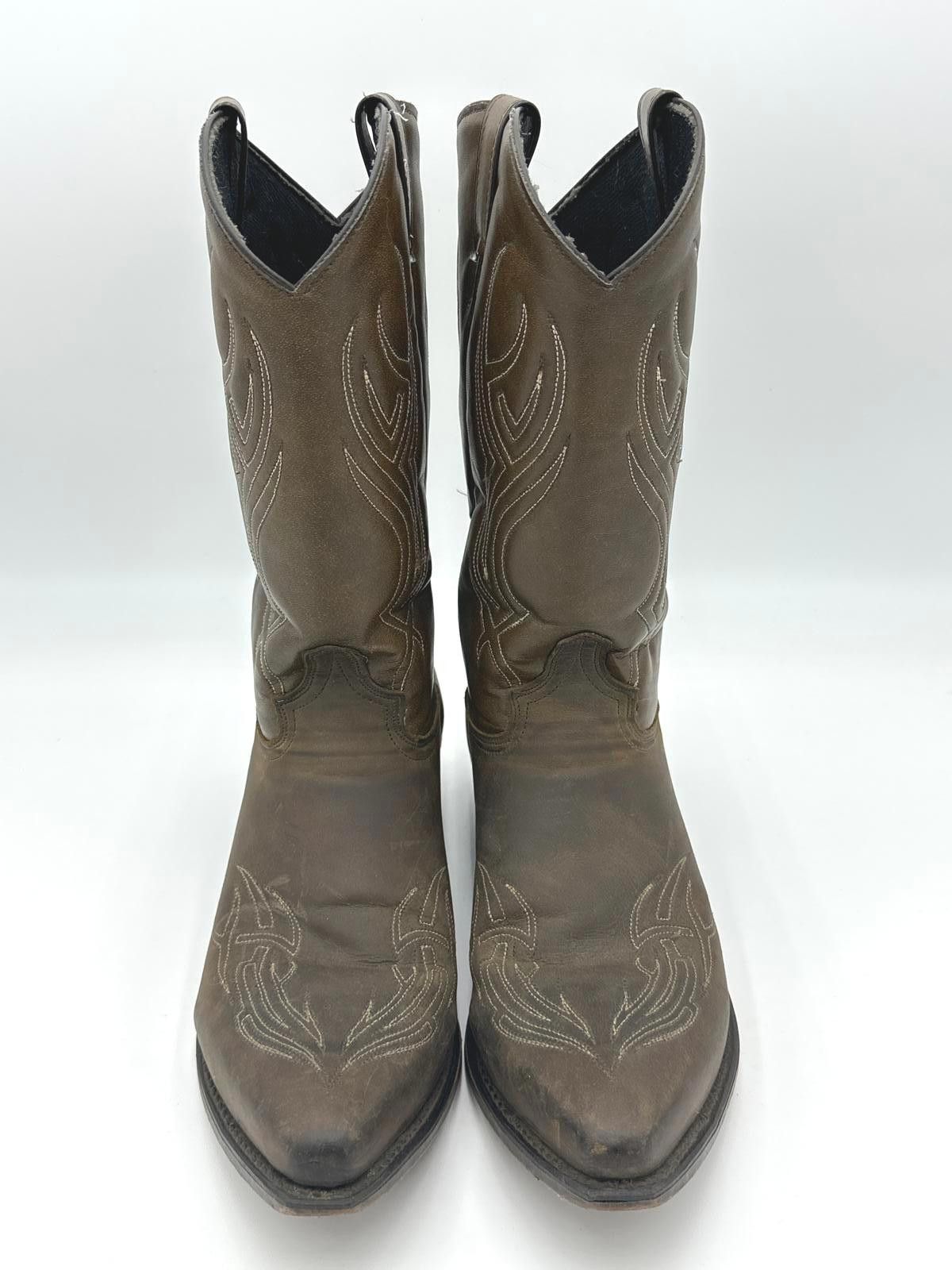 Designer Stylish Brown Western Cowboy Boots with Intricate Stitching Size US 9.5 / EU 42-43 - 1 Thumbnail