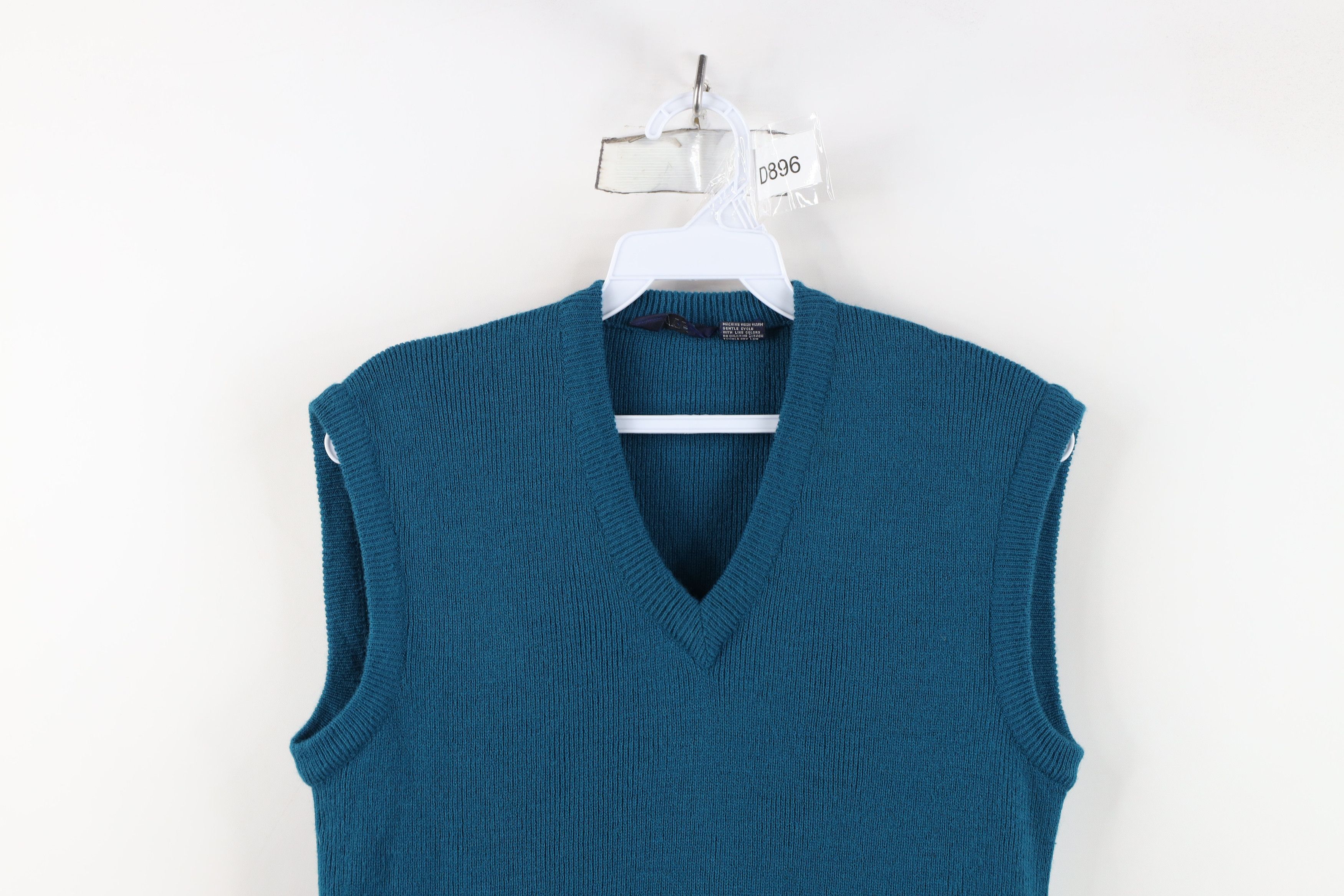 Vintage Vintage 70s Streetwear Blank Ribbed Knit Sweater Vest Teal Size M / US 6-8 / IT 42-44 - 2 Thumbnail
