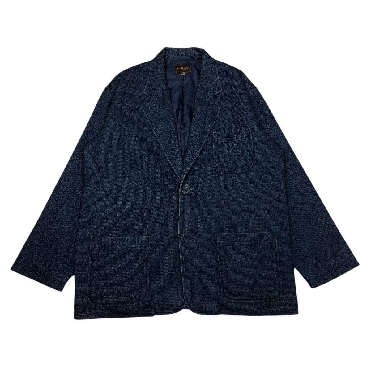 Indigo 🔥VINTAGE DENIM WORKER JACKET INDIGO VIVRECLUB ISSEY MIYAKE Size US L / EU 52-54 / 3 - 1 Thumbnail