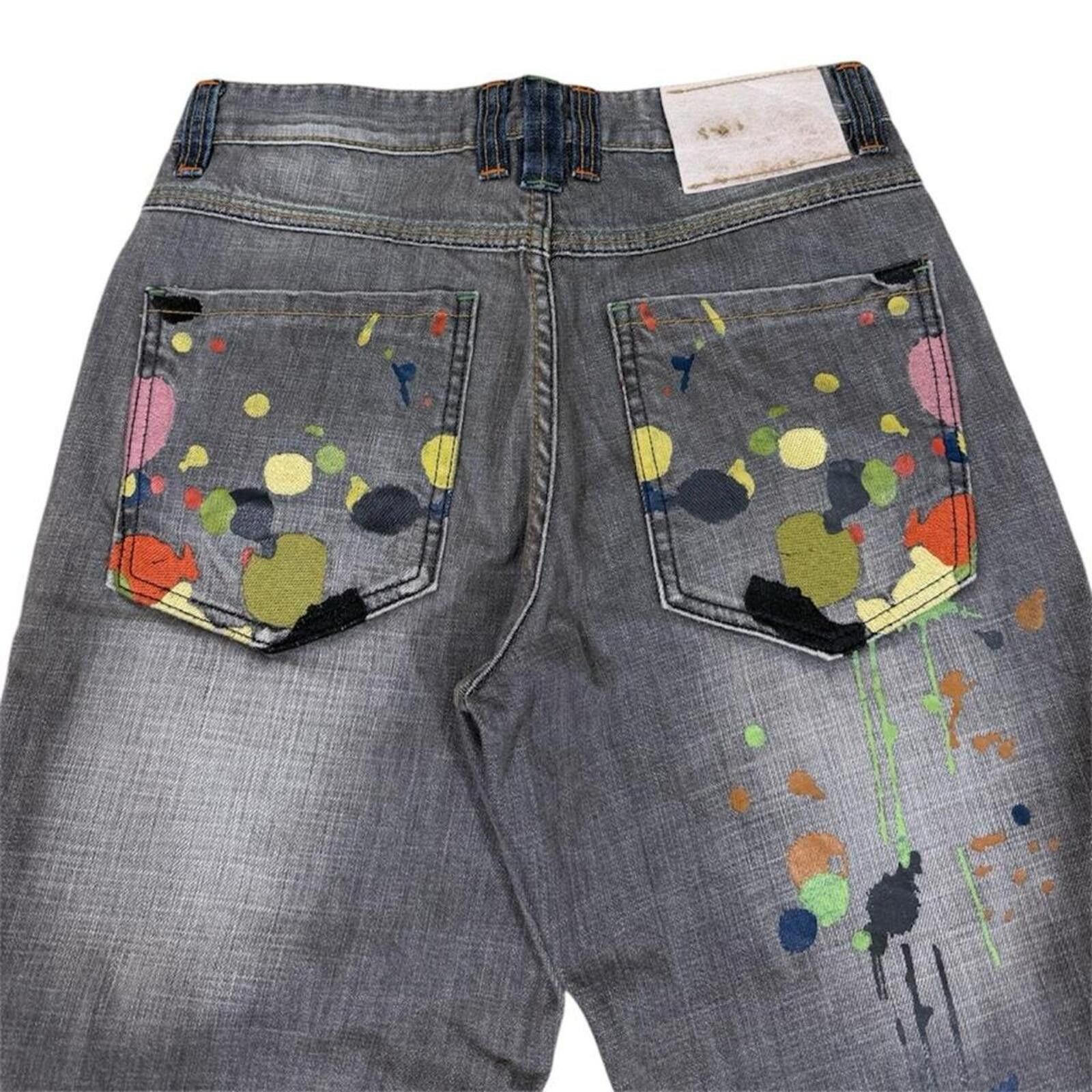 True Religion Rare MAJAH FLAVAH Paint splatter jeans with unique design Size US 29 - 3 Thumbnail