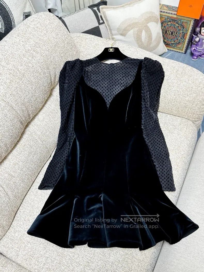 Valentino Valentino Velvet polka dot long-sleeved dress Size M / US 6-8 / IT 42-44 - 1 Thumbnail