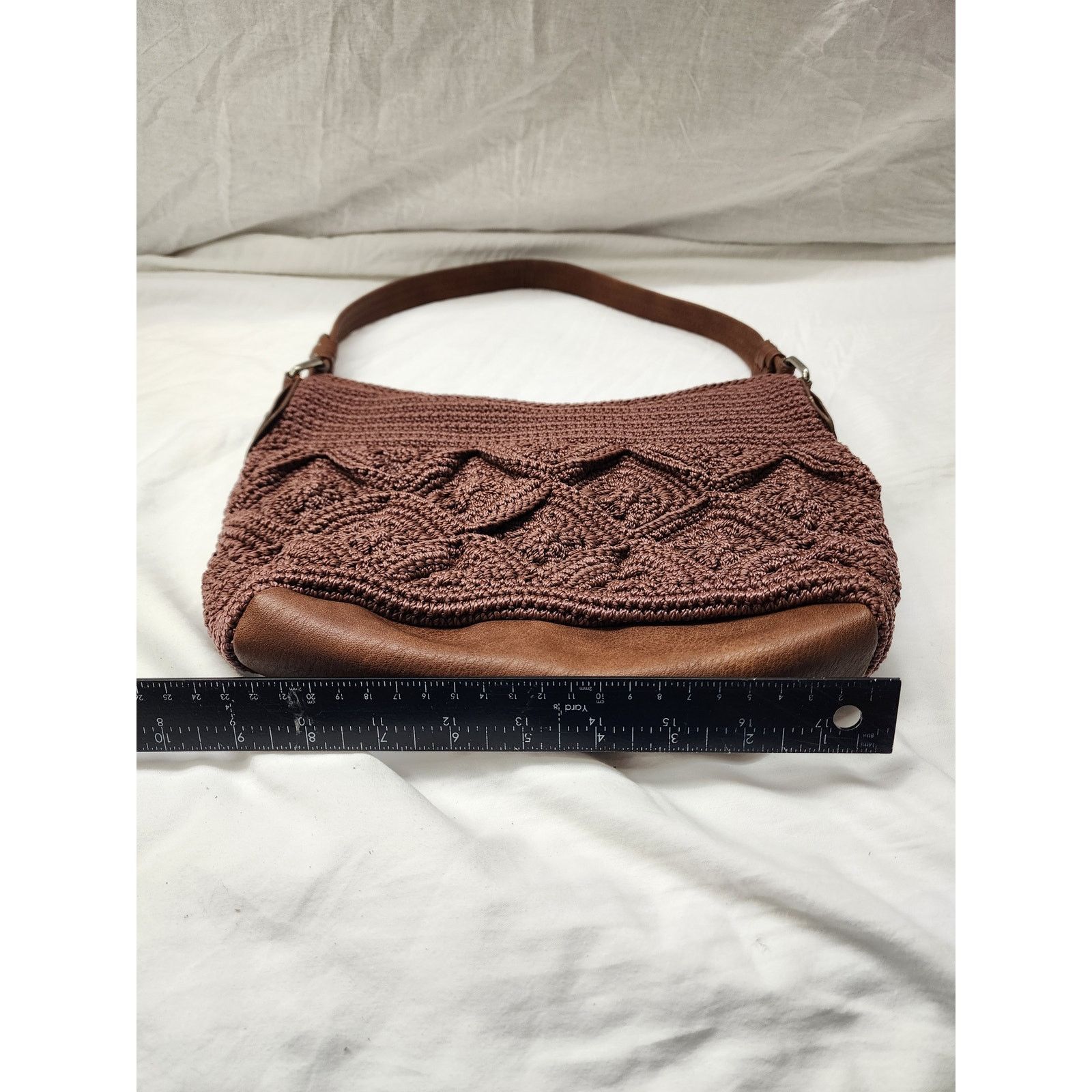 The Sak The Sak Crocheted handbag purse clean w/ leather btm & strap Size ONE SIZE - 4 Thumbnail