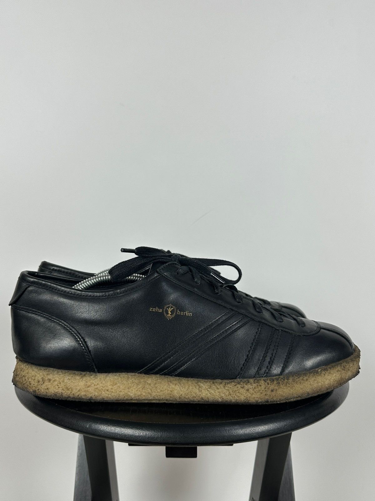 Designer Zeha Berlin Low Top Black Leather Sneakers Size US 13 / EU 46 - 5 Thumbnail