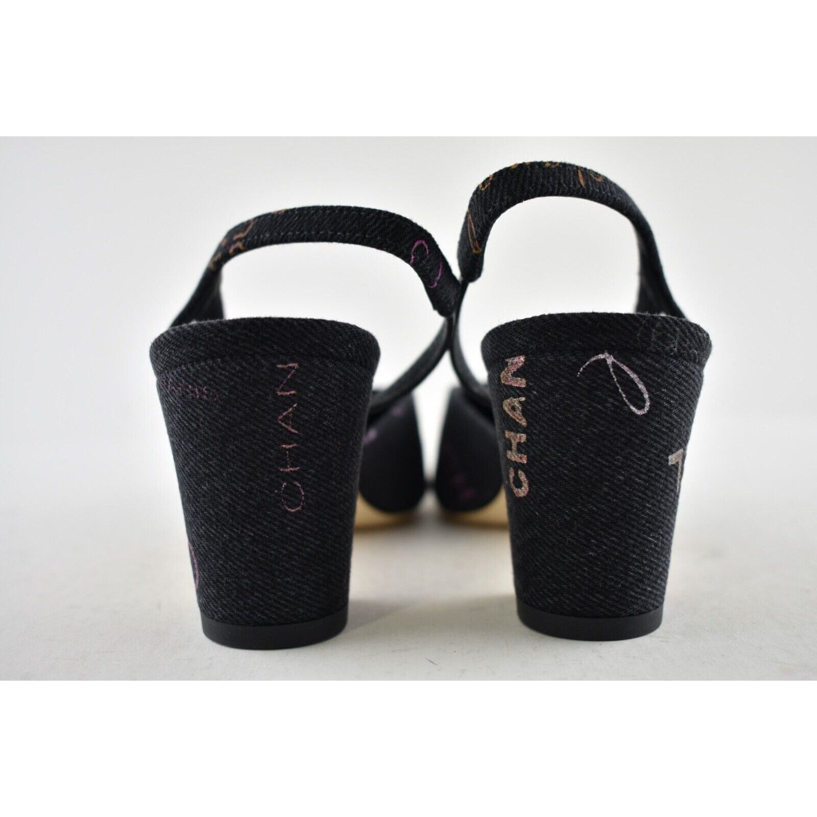 Chanel Mademoiselle Coco Sling CC Black Slingback Sandal Heel 40 Size US 10 / IT 40 - 11 Thumbnail