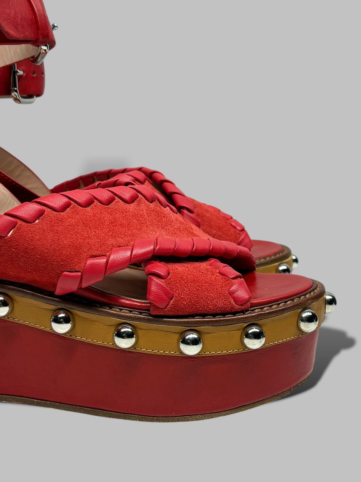 RED Valentino Red Valentino Studded Platform Sandals Hot Red 800$ RRP Size US 8 / IT 38 - 4 Thumbnail