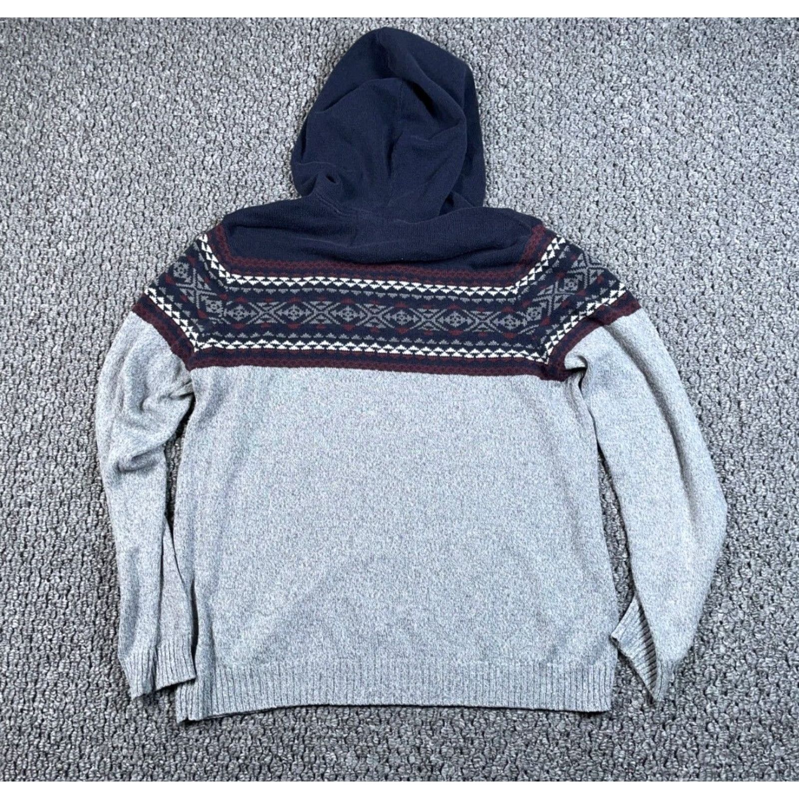 Vintage URBAN PIPELINE Geometric Fair Isle Hooded Sweater Adult Large Gray Lightweight Pullover 90s Hipster Mens Size US L / EU 52-54 / 3 - 2 Thumbnail