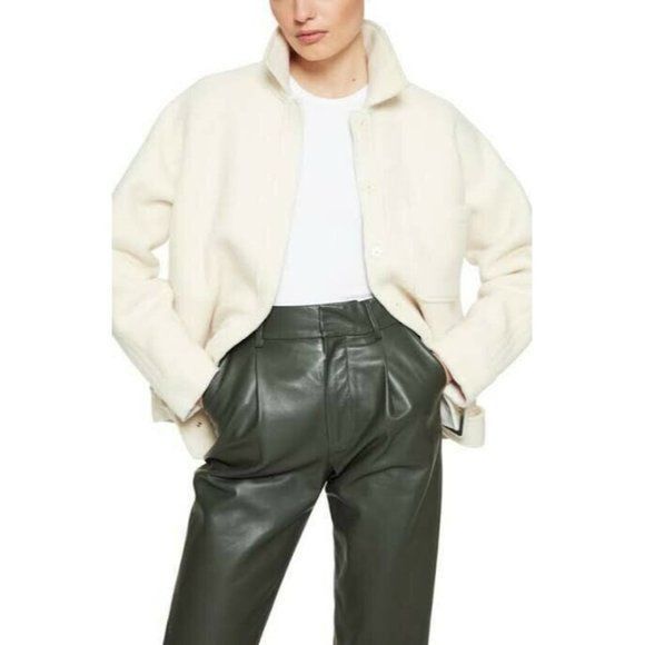 Anine Bing Anine Bing Womens Jacket White Cream Jaden Wool Coat Shirt B Size XS / US 0-2 / IT 36-38 - 3 Thumbnail