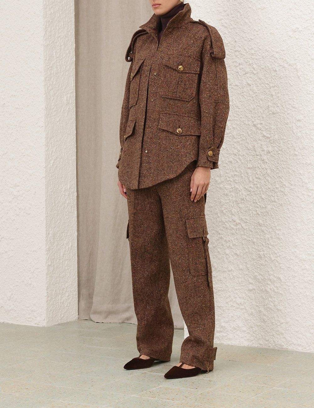 Zimmermann oc11z0725 Illustration Tweed Pant in Brown Size 27" / US 4 / IT 40 - 3 Thumbnail