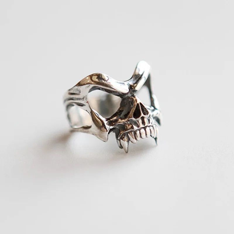 Jewelry 925 Sterling Silver Skeleton Head Punk ​Ring Adjustable Ring Size ONE SIZE - 3 Thumbnail
