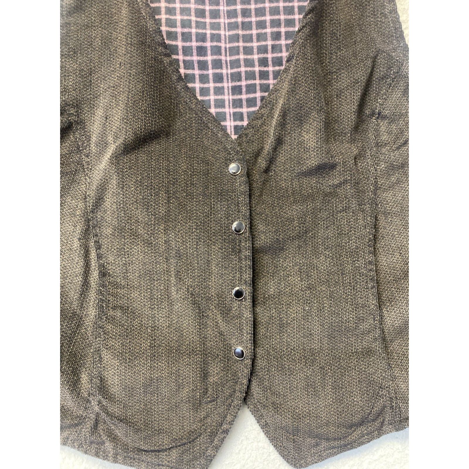Vintage Zesty West Women's Waistcoat Vest Sz M Brown Pink Plaid REVERSIBLE Size M / US 6-8 / IT 42-44 - 5 Thumbnail