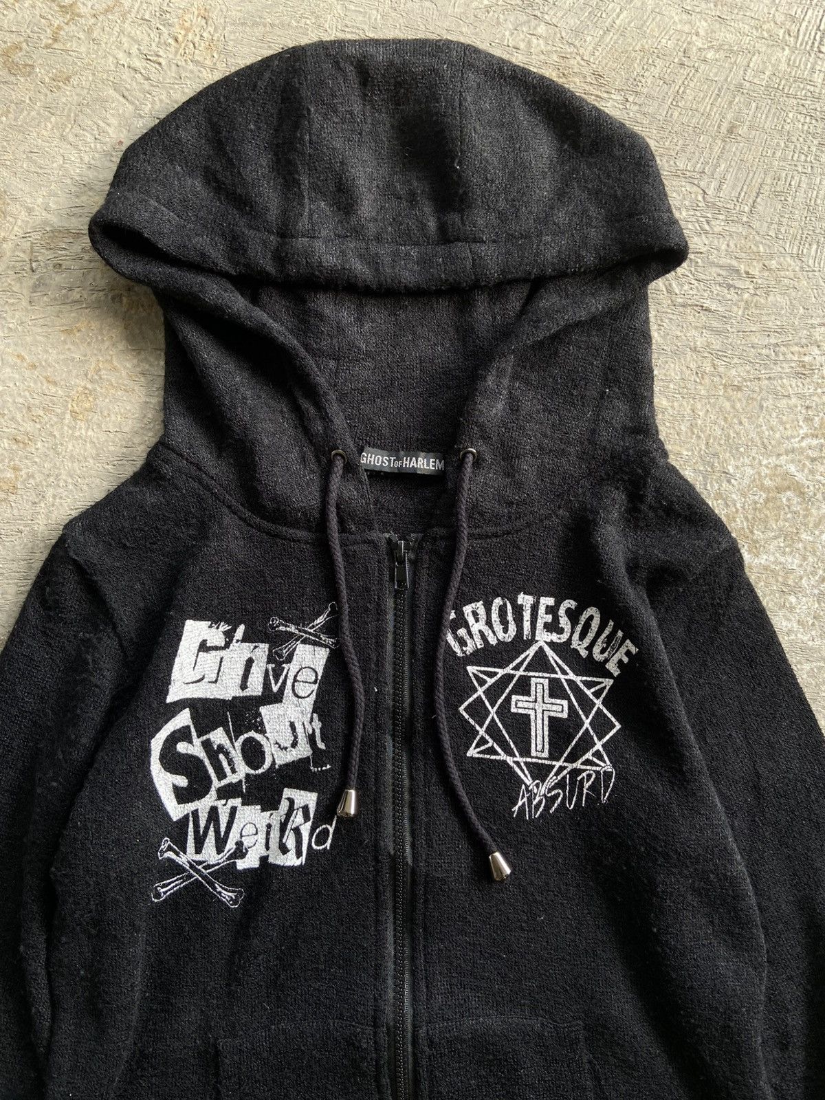 Japanese Brand 2000s Ghost Of Harlem - Vkei Style Skull Zip Hoodie Size US S / EU 44-46 / 1 - 5 Thumbnail