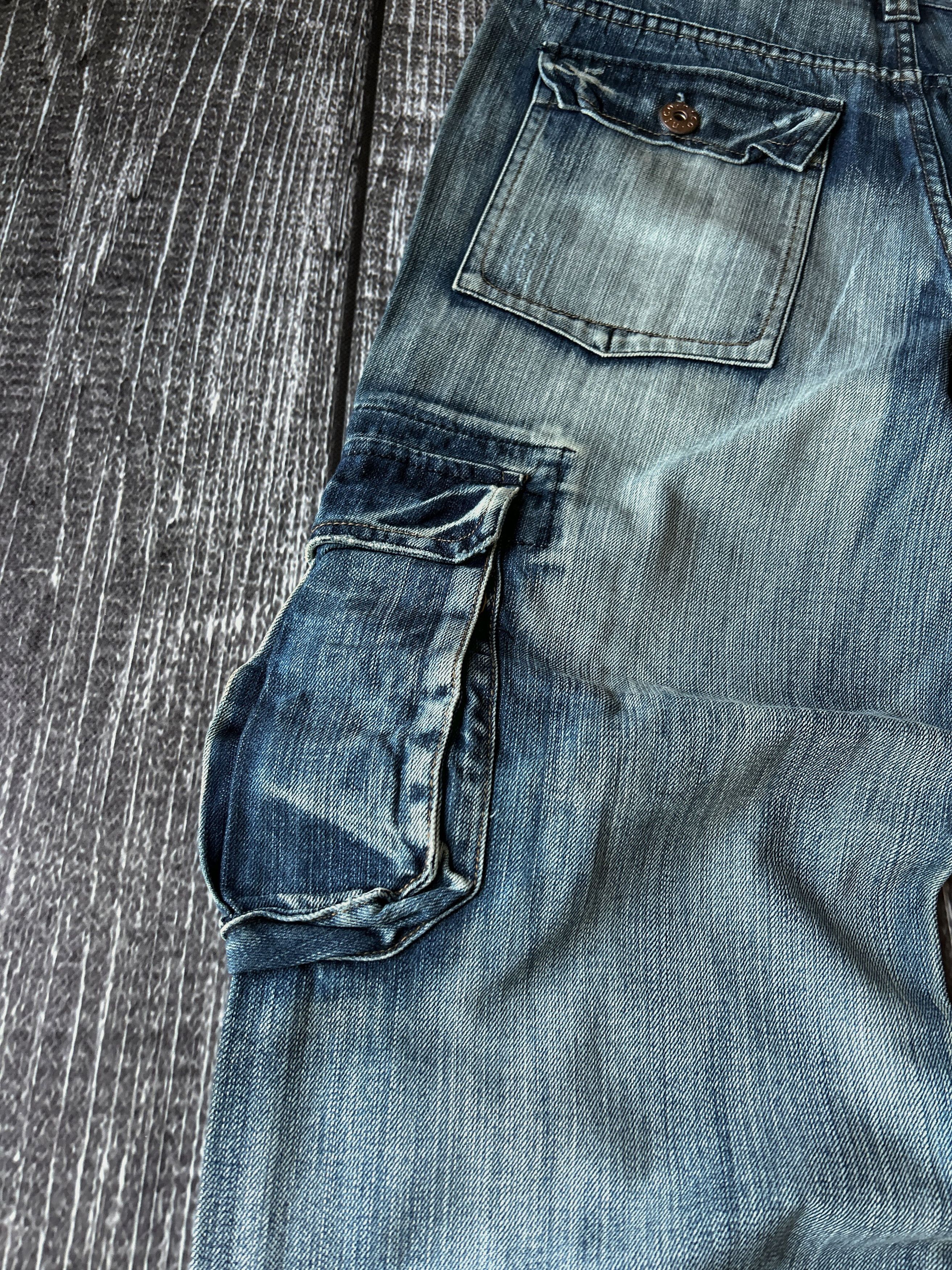 Vintage Baggy Denim Cargo Jeans Multi Pocket Wide Leg Y2K Streetwear Size US 32 / EU 48 - 8 Thumbnail