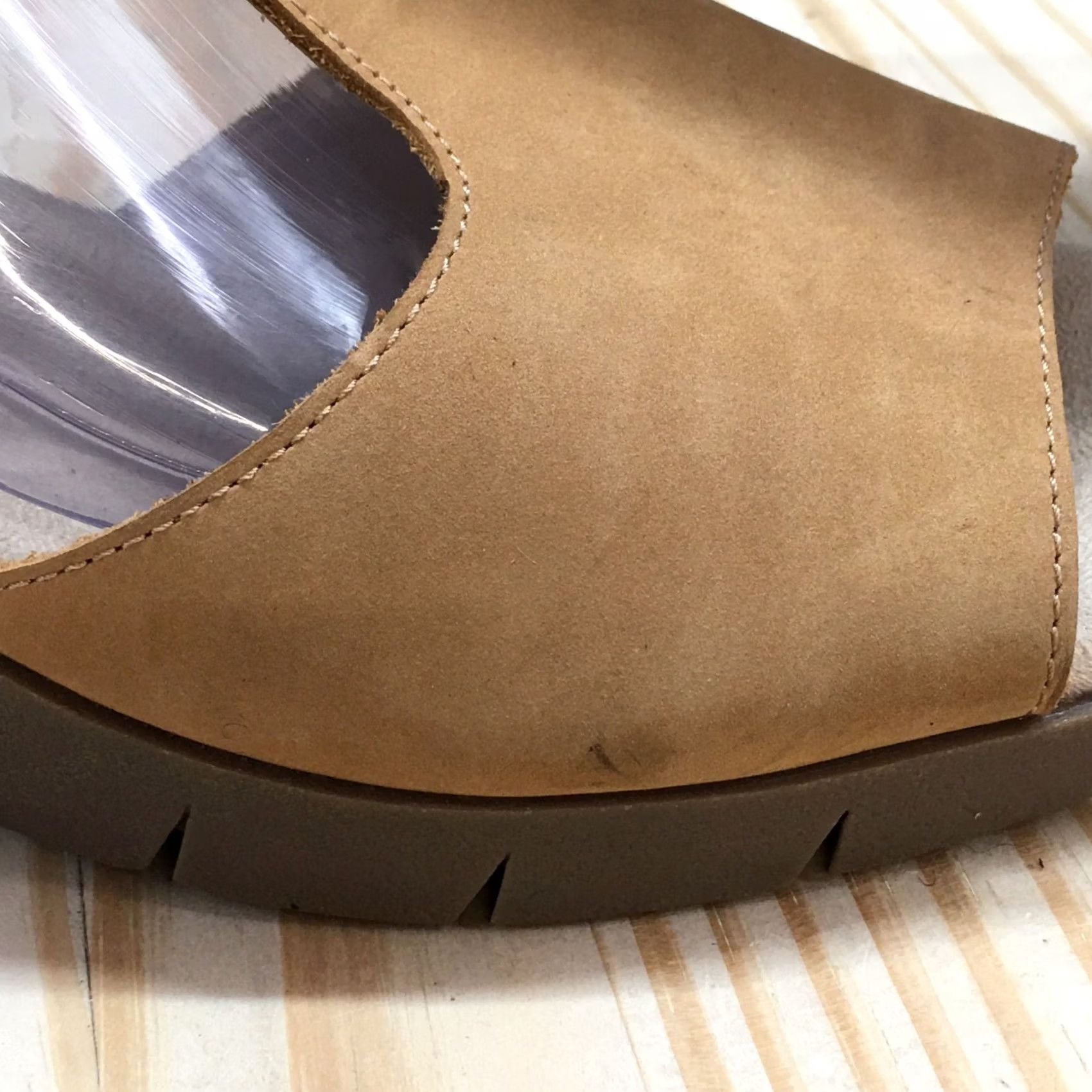 Vintage White Mountain Sandals Womens 11 M Parisia Wedge Brown Leather T-Strap Size US 11 / IT 41 - 2 Thumbnail