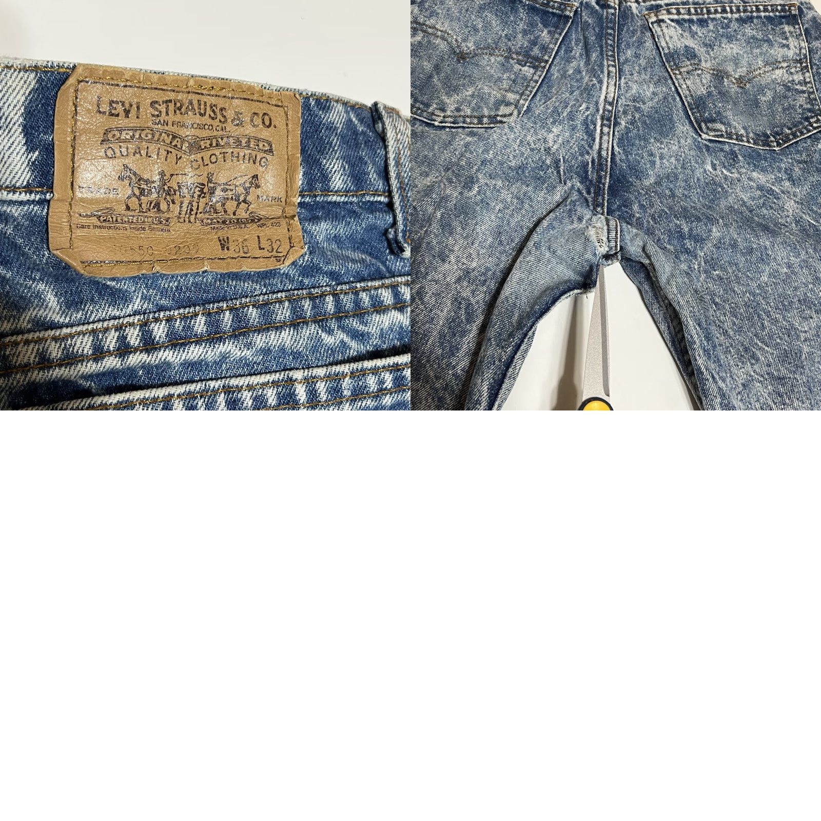 Vintage VINTAGE Levis 550 Jeans Denim 36x32 Regular 32 Inseam Acid Wash Tapered Distressed Orange Tab Missing Rock Mens Size US 36 / EU 52 - 9 Thumbnail