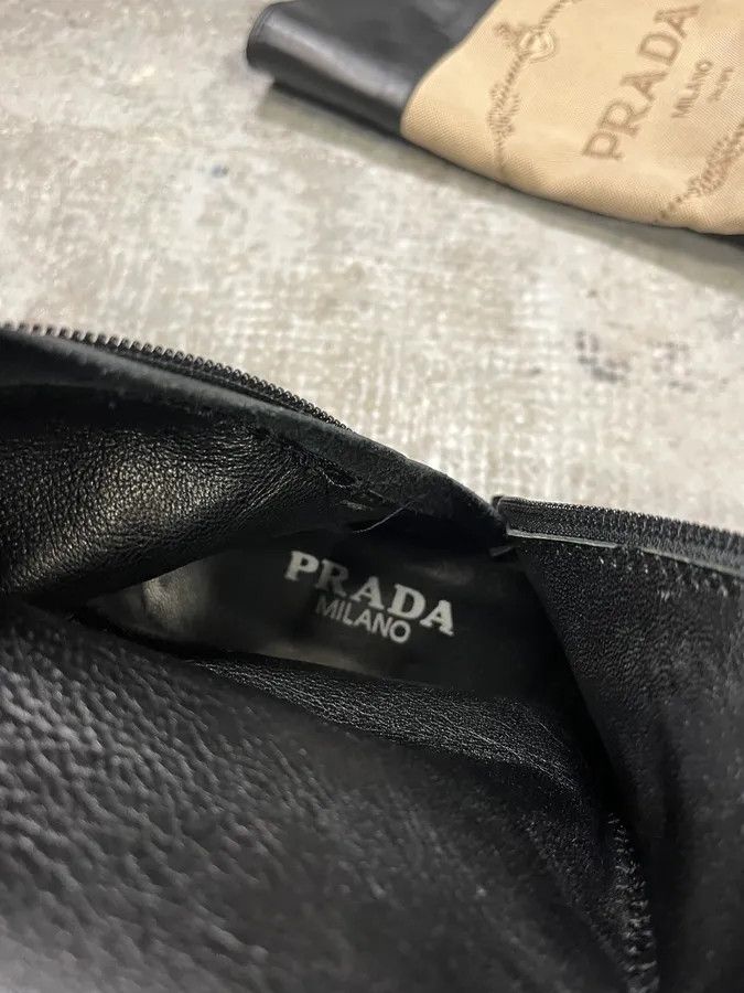 Prada Prada Beige Linen Black Leather Boots Size US 6 / IT 36 - 9 Thumbnail