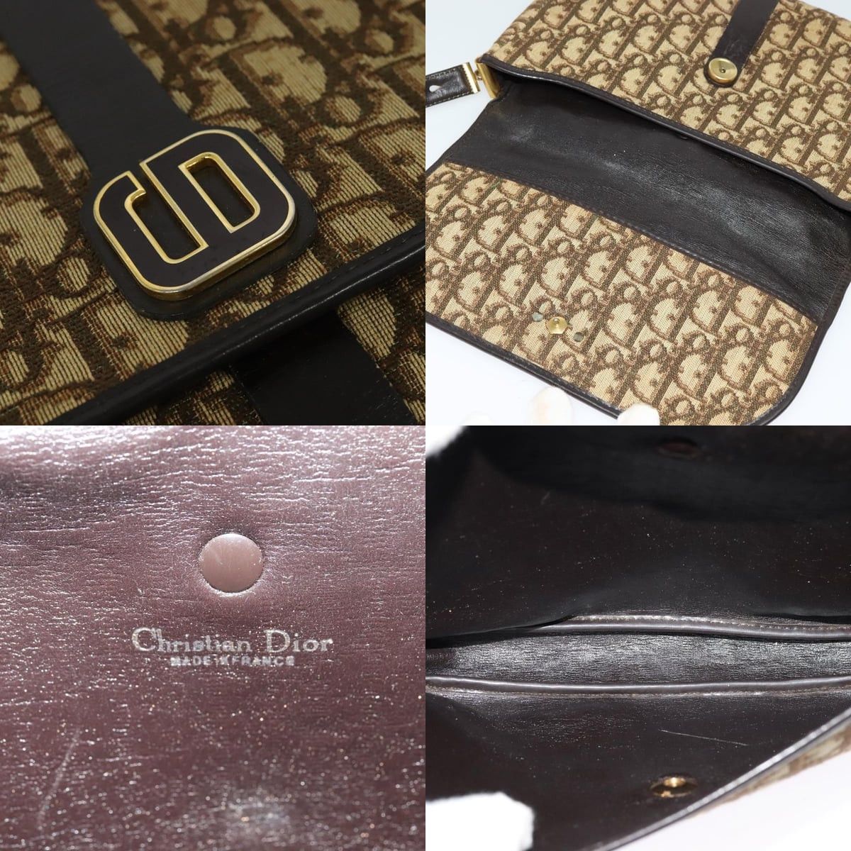 Dior DIOR Trotter Canvas Shoulder Bag Brown Gold Size ONE SIZE - 11 Thumbnail