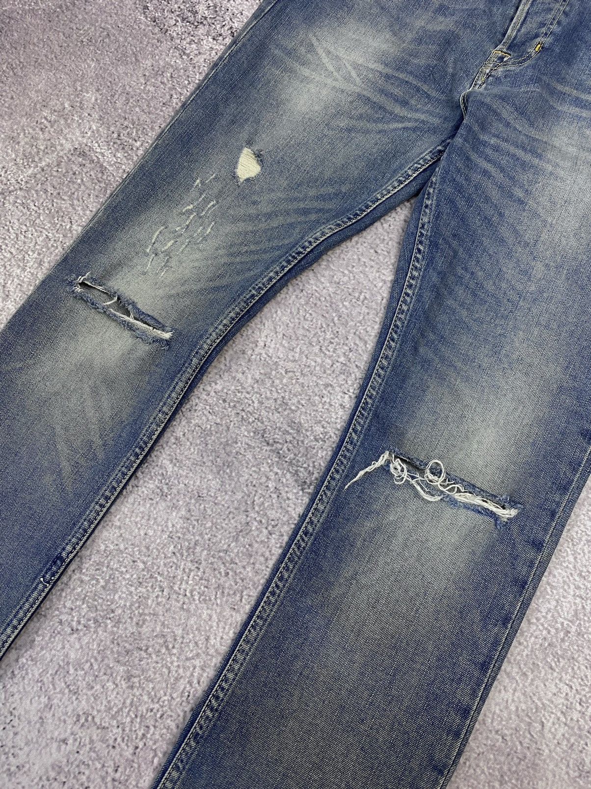 Allsaints AllSaints Dak Cigarette Blue Distressed Jeans Size US 30 / EU 46 - 2 Thumbnail