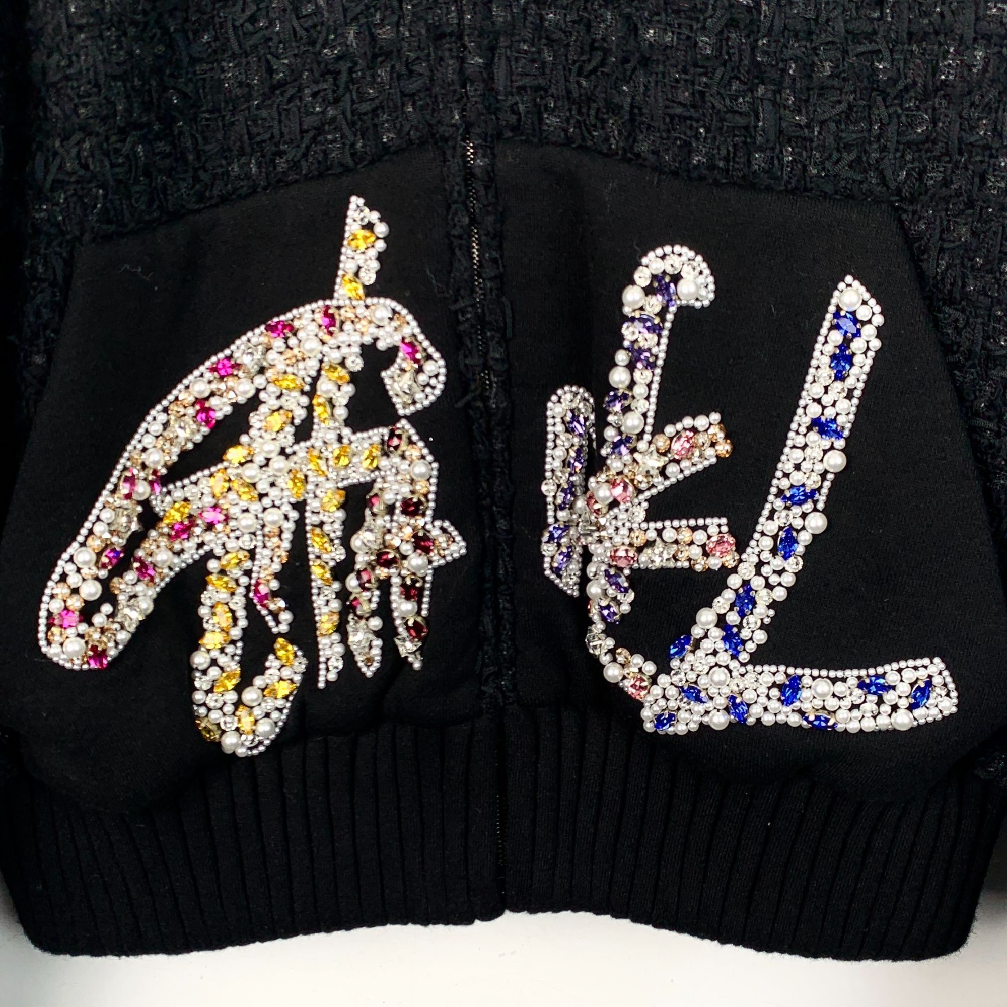Chanel Chanel Black Textured Knit Zip-Up Jacket With Crystal Embell Size XXS / US 00 / IT 34 - 4 Thumbnail