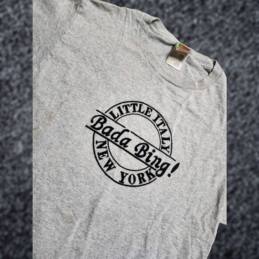 Fruit Of The Loom VINTAGE Men's T-Shirt Small Gray Bada Bing Little Italy New York Travel Souvenir 90s Size US S / EU 44-46 / 1 - 1 Thumbnail