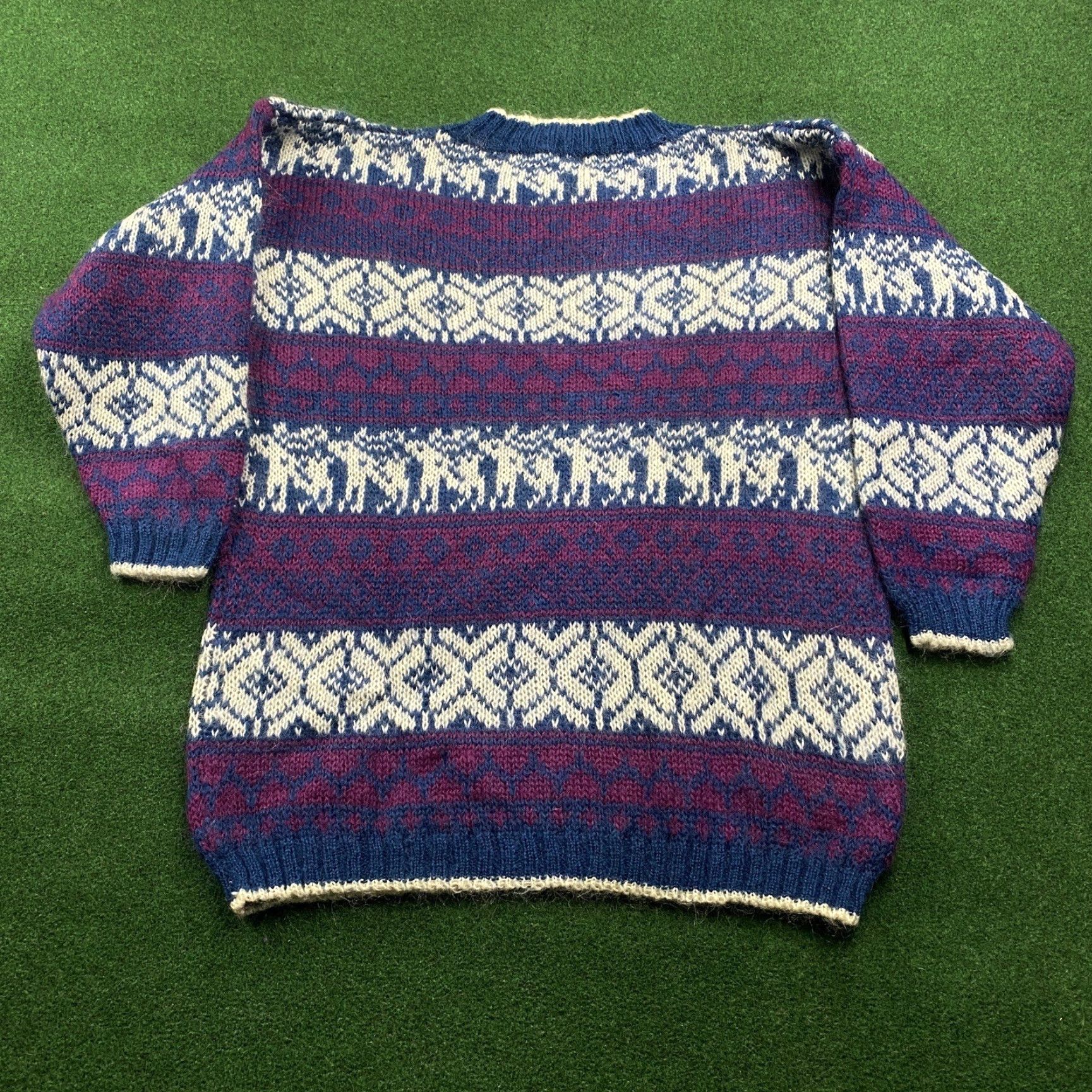 Vintage VINTAGE Striped Mohair Sweater Mens L White 90S Fuzzy Hairy Pullover Sweatshirt Graphic Print Logo Crew Neck Long Sleeve Size US L / EU 52-54 / 3 - 4 Thumbnail