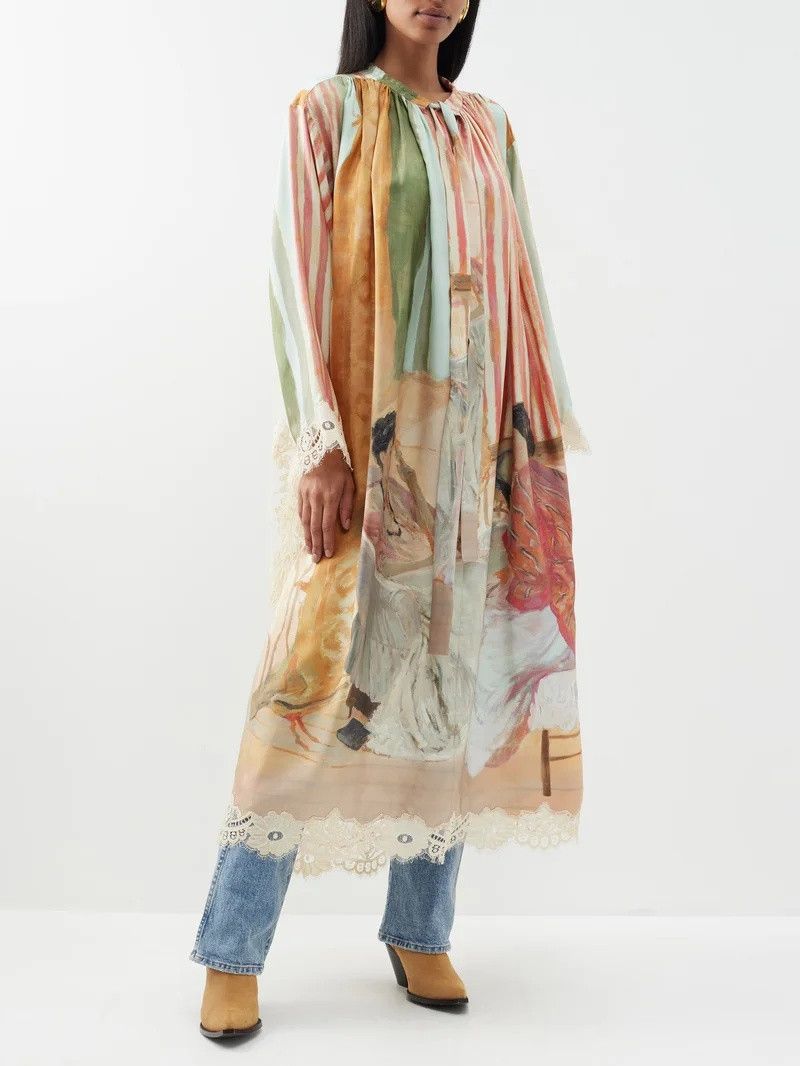 Zimmermann oc11z0225 Luminosity Lace Back Midi Dress in Multicolor Size L / US 10 / IT 46 - 3 Thumbnail