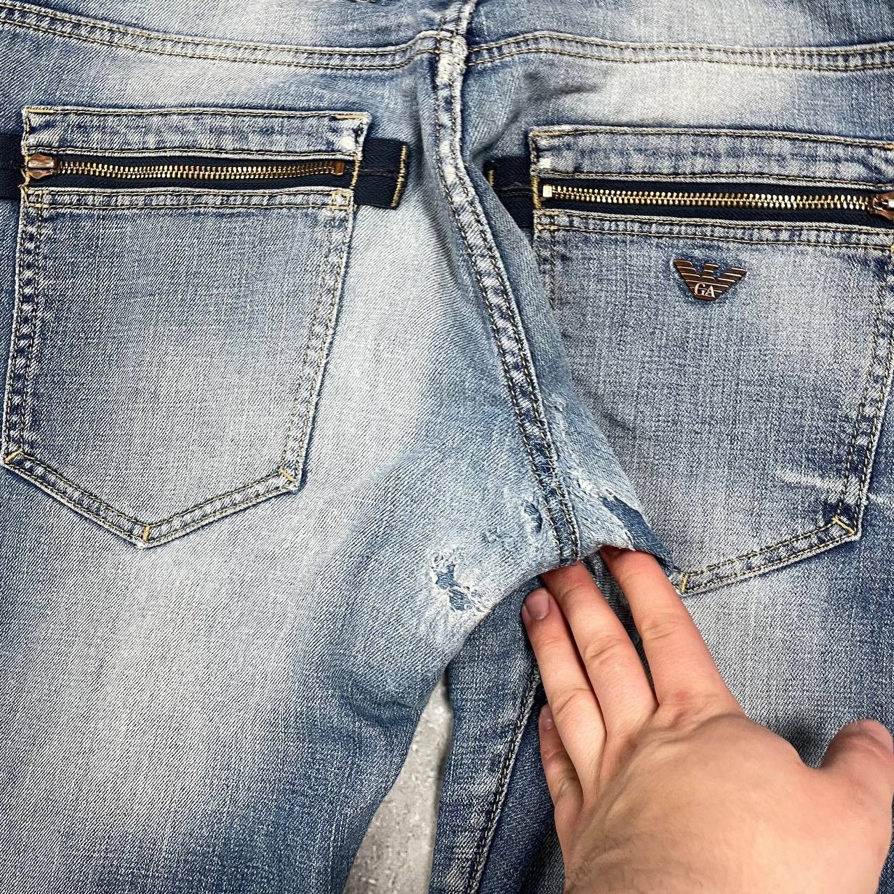 Armani Vintage 2000s ARMANI JEANS Distressed Y2K Jeans Blue Size 34 Size US 34 / EU 50 - 23 Thumbnail