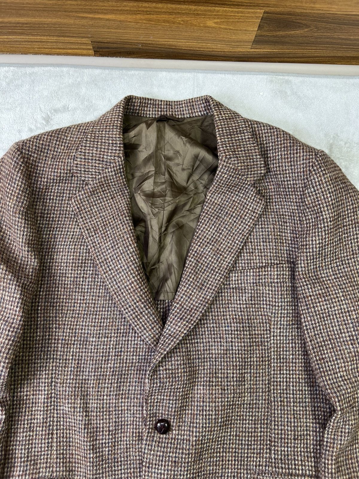 Harris Tweed Harris Tweed Stafford Blazer Brown Houndstooth Elbow Patch Size 46R - 2 Thumbnail