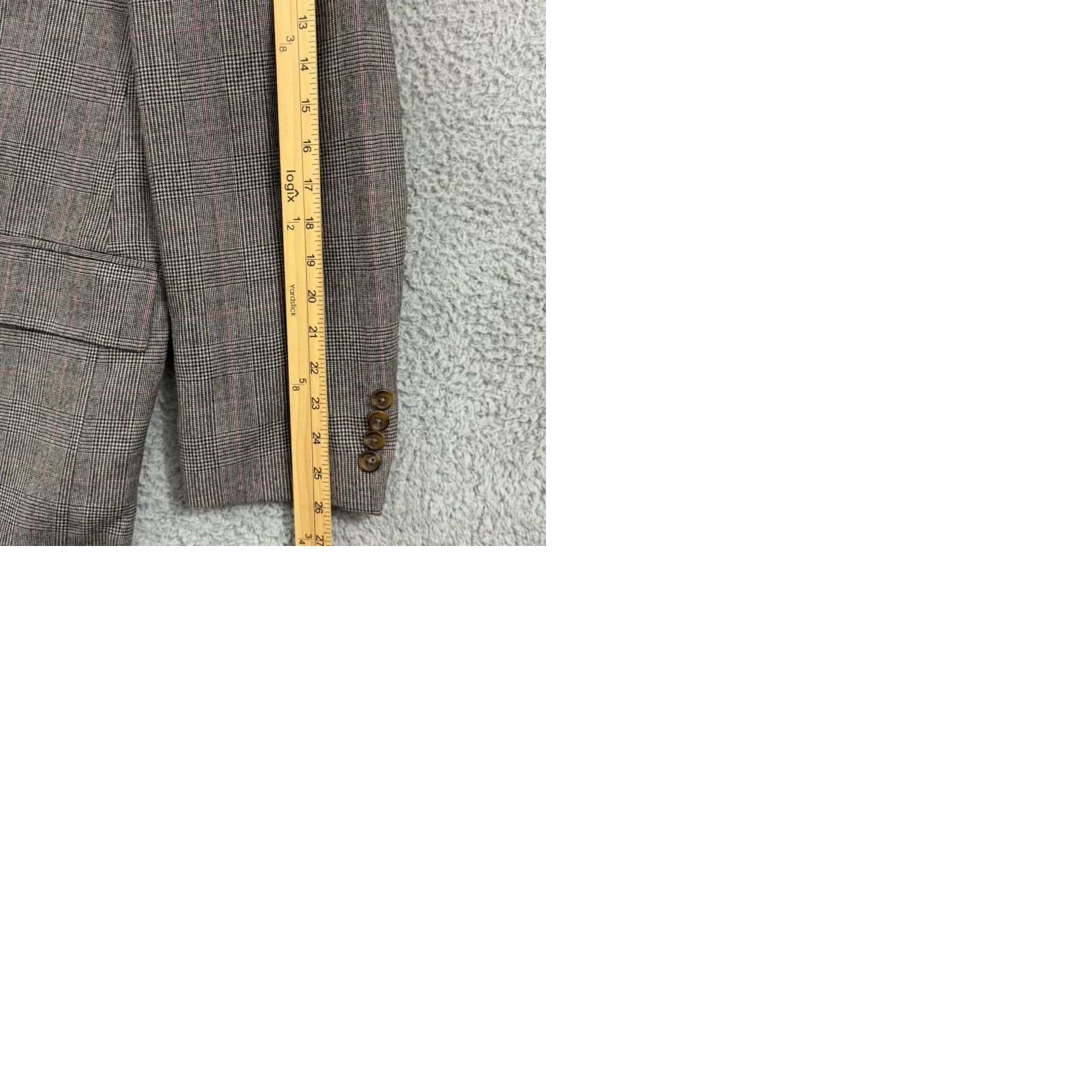 Ralph Lauren VINTAGE Ralph Lauren Chaps Blazer Mens 42T Gray Houndstooth Wool Career Size 42R - 10 Thumbnail