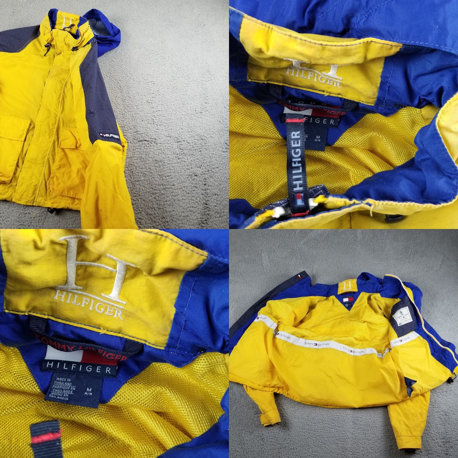 Tommy Hilfiger Vintage Tommy Hilfiger Rain Jacket Windbreaker Men Medium Flag Utility Hooded Yellow Size US M / EU 48-50 / 2 - 8 Thumbnail