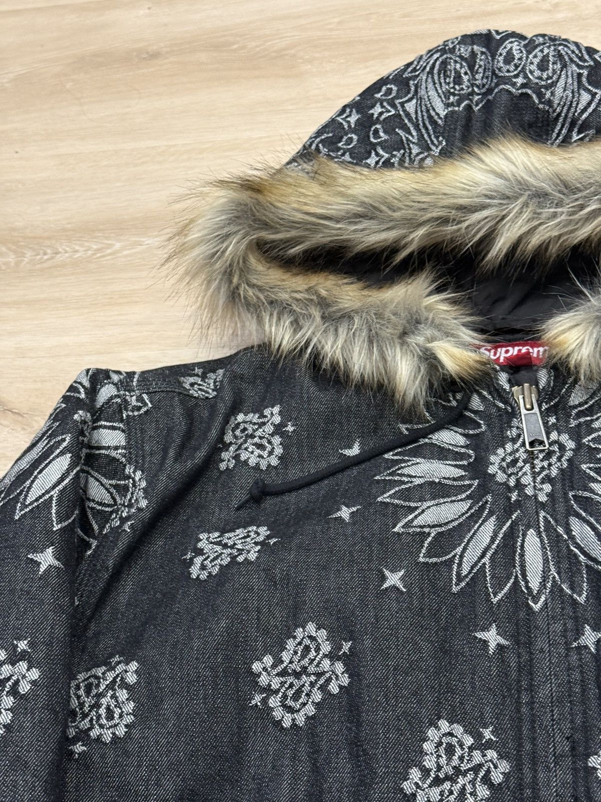 Supreme Supreme Bandana Jacquard Denim Hooded Work Jacket Size US XL / EU 56 / 4 - 6 Thumbnail