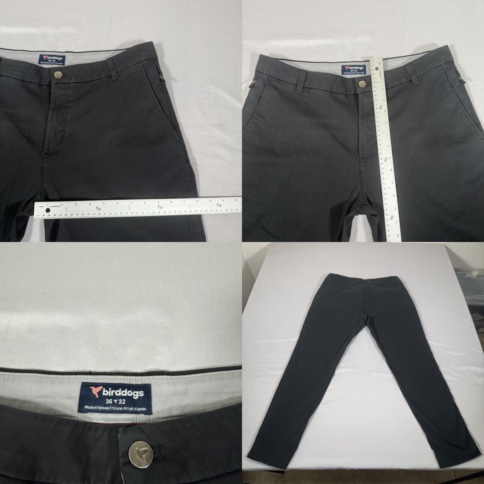 Vintage Birddogs Pants Mens 36x32 Black Stretch Chino Straight Fit Casual Golf Travel Shirt? Size US 36 / EU 52 - 8 Thumbnail