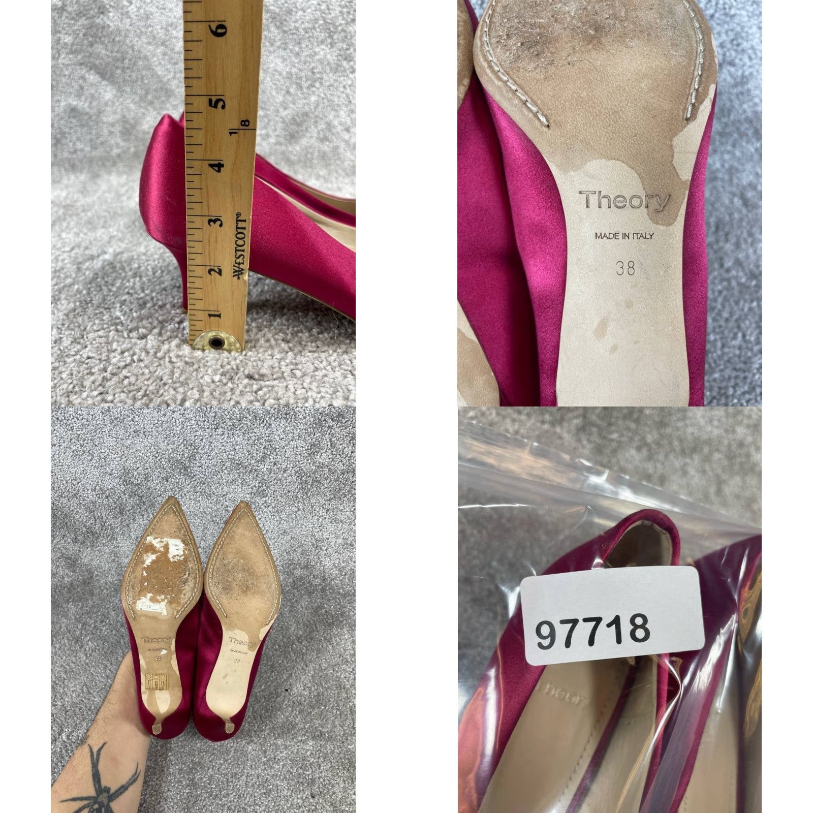 Theory Theory Heels Womens Kitten Satin Pump Red Pointed Toe Slip On Size 7.5 US 38 EU 38 Red Size US 6 / IT 36 - 8 Thumbnail
