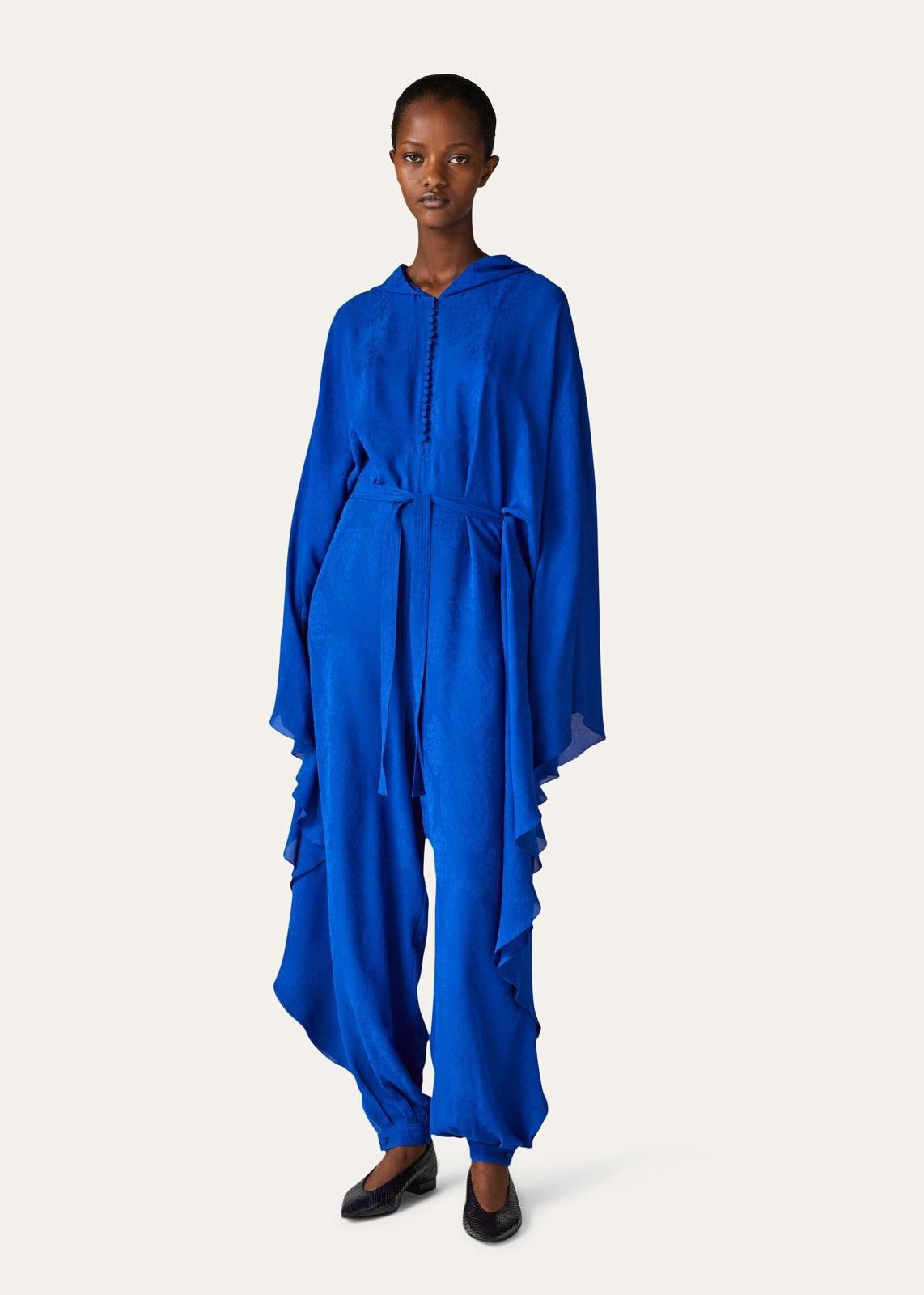 Loro Piana o1srvl11e1124 Relaxed Cut Jacquard Jumpsuit in Blue Size 26" / US 2 / IT 38 - 7 Thumbnail