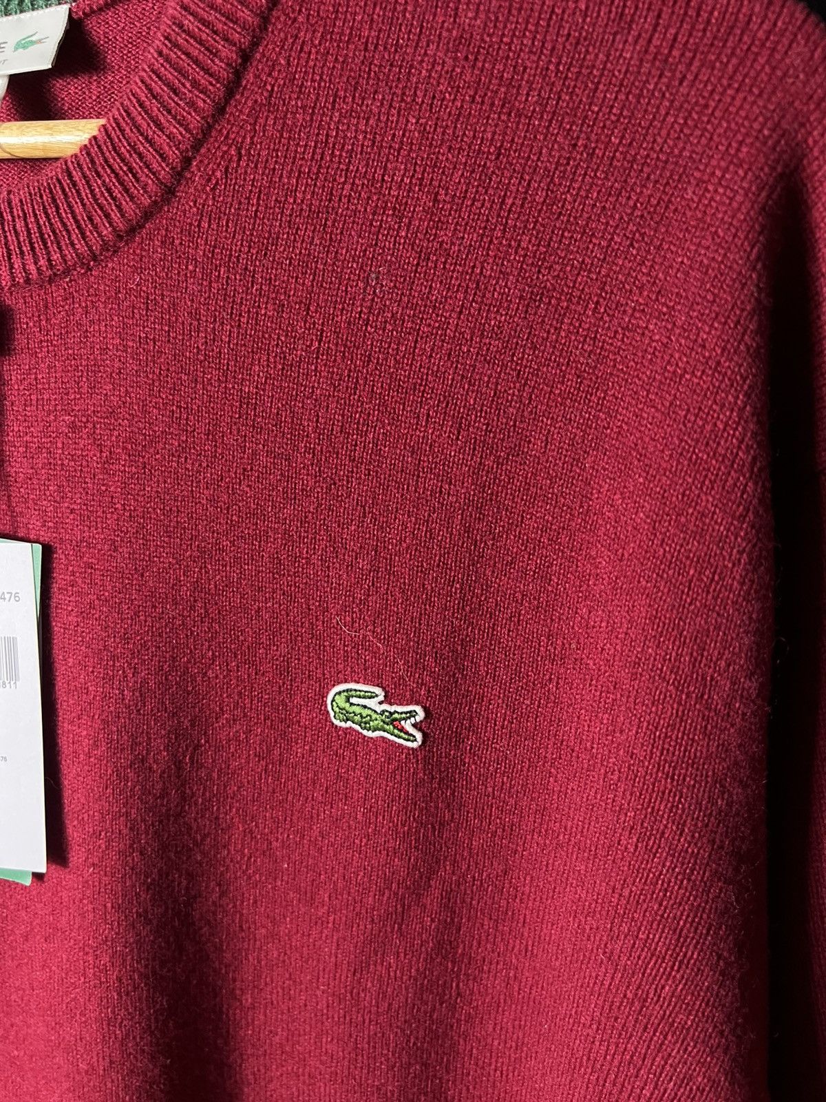Lacoste 🔥 LACOSTE Wool Crewneck Sweater Burgundy Crocodile Logo 4XL Size US XXL / EU 58 / 5 - 7 Thumbnail