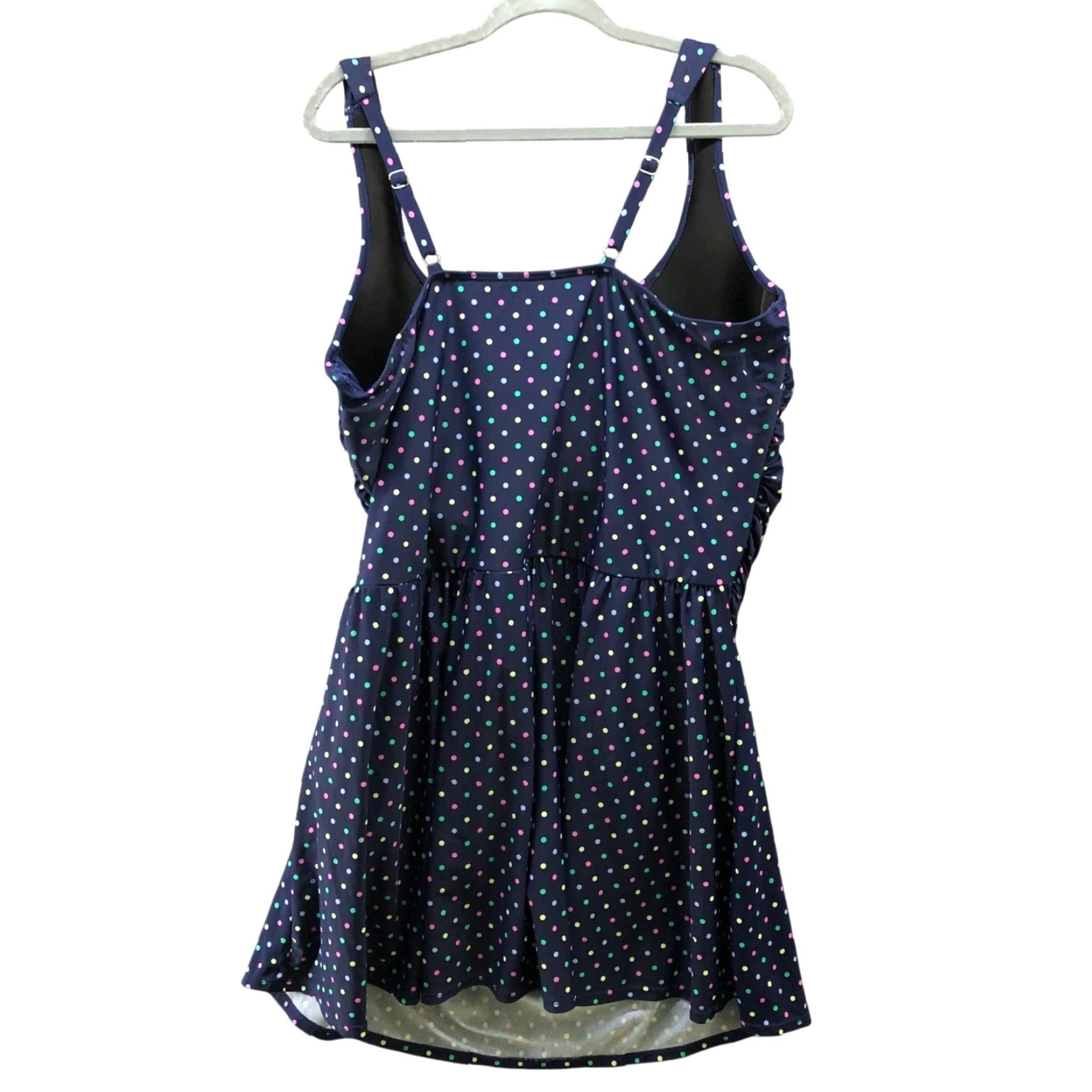 Talbots VINTAGE Talbots Swim Dress 24W Blue Polka Dot Padded One Piece Swimsuit Women 24W Ball? Size 4XL / US 24-26 - 2 Thumbnail