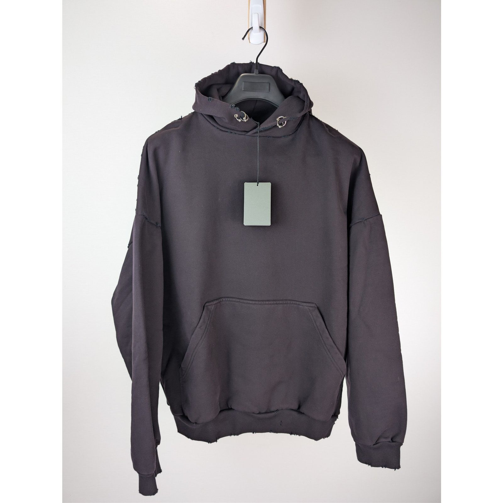 Balenciaga o1rshd1 Pierced Round Hoodie in Washed Black Size US M / EU 48-50 / 2 - 8 Thumbnail