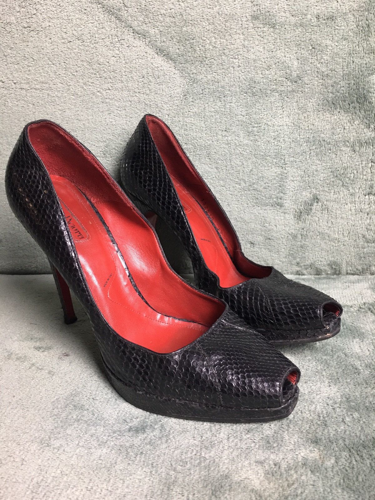 Paciotti Cesare Paciotti Black Snakeskin Leather Peep Toe Pumps EU 41 Size US 11 / IT 41 - 3 Thumbnail