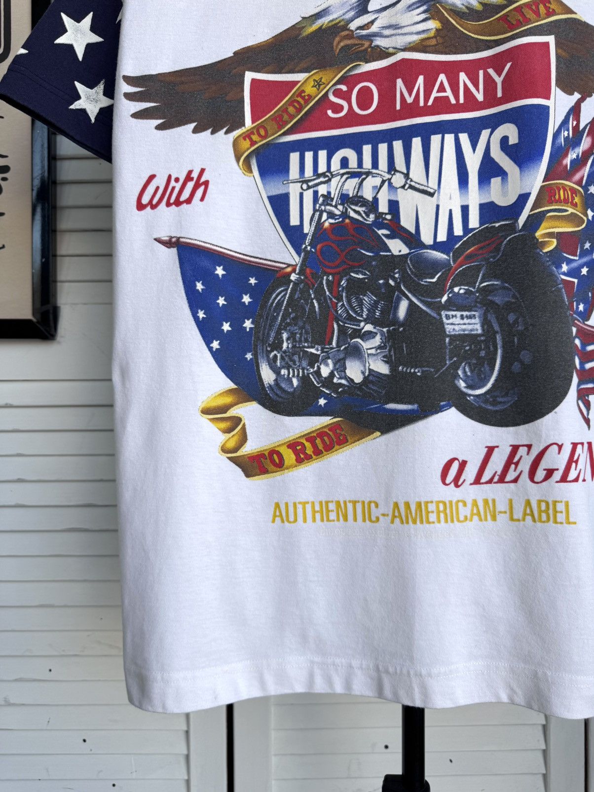 Vintage Vintage Biker Motorcycle Eagle Graphic Tee Shirt USA Flag Size US L / EU 52-54 / 3 - 3 Thumbnail