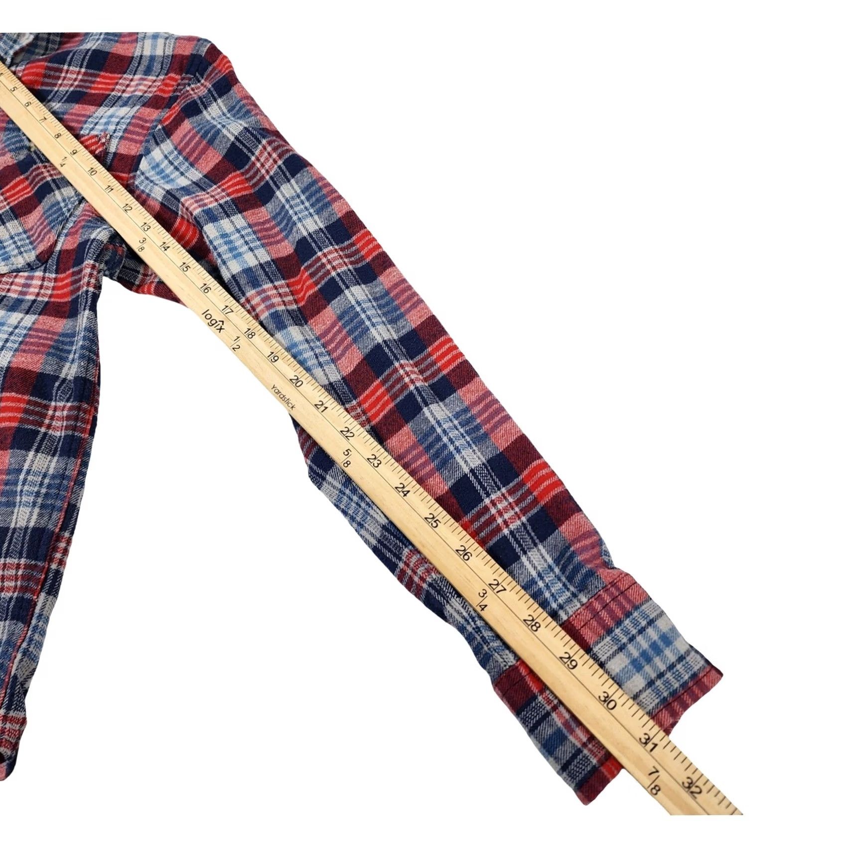 Vintage Ranch Tough Plaid Flannel Shirt Mens Medium Red White Blue Long Sleeve Cotton Button-Up Shirt Size US M / EU 48-50 / 2 - 6 Thumbnail