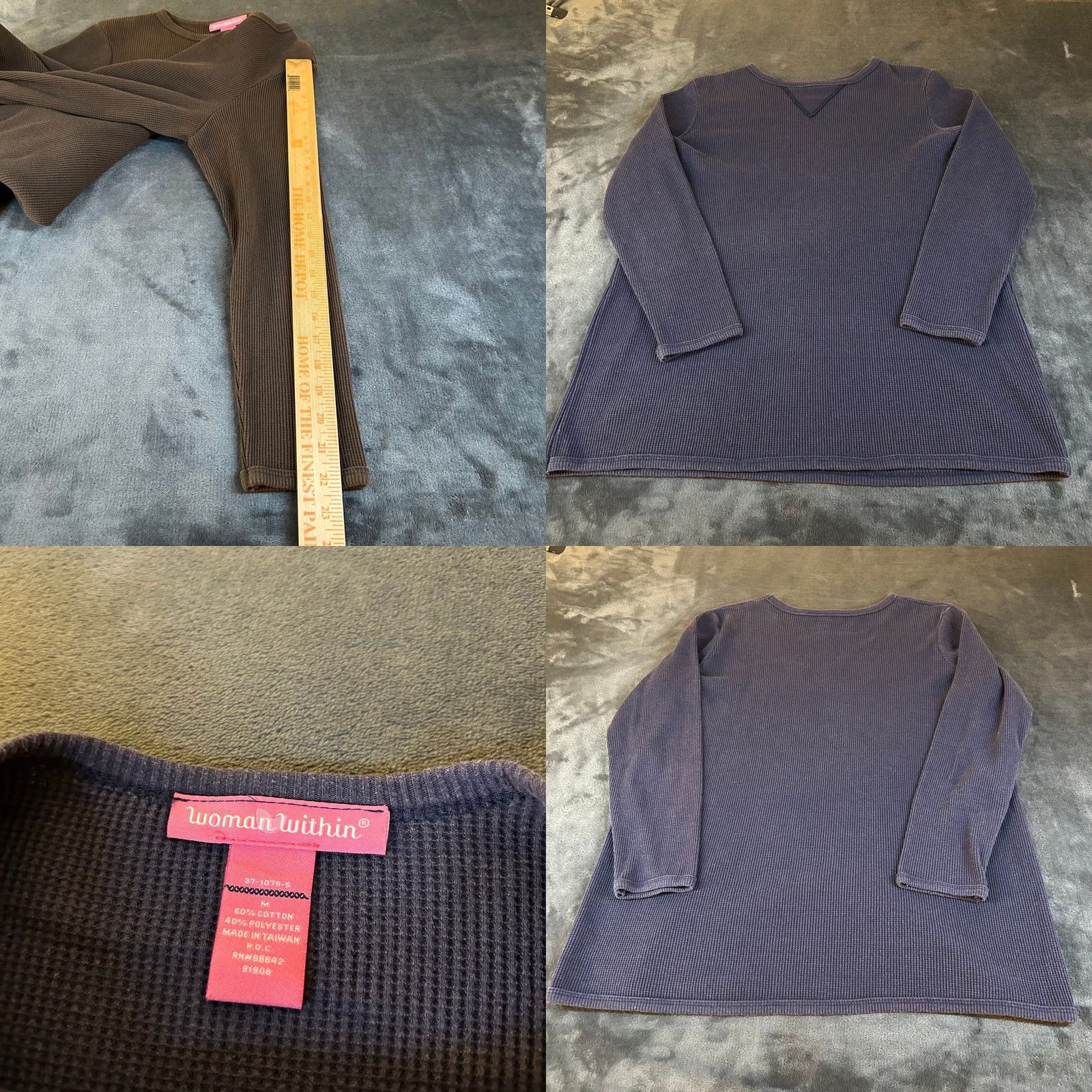 Vintage Woman Within Long Sleeve Ribbed Knit Mini Dress Brown Navy Womens Medium M Size M / US 6-8 / IT 42-44 - 8 Thumbnail