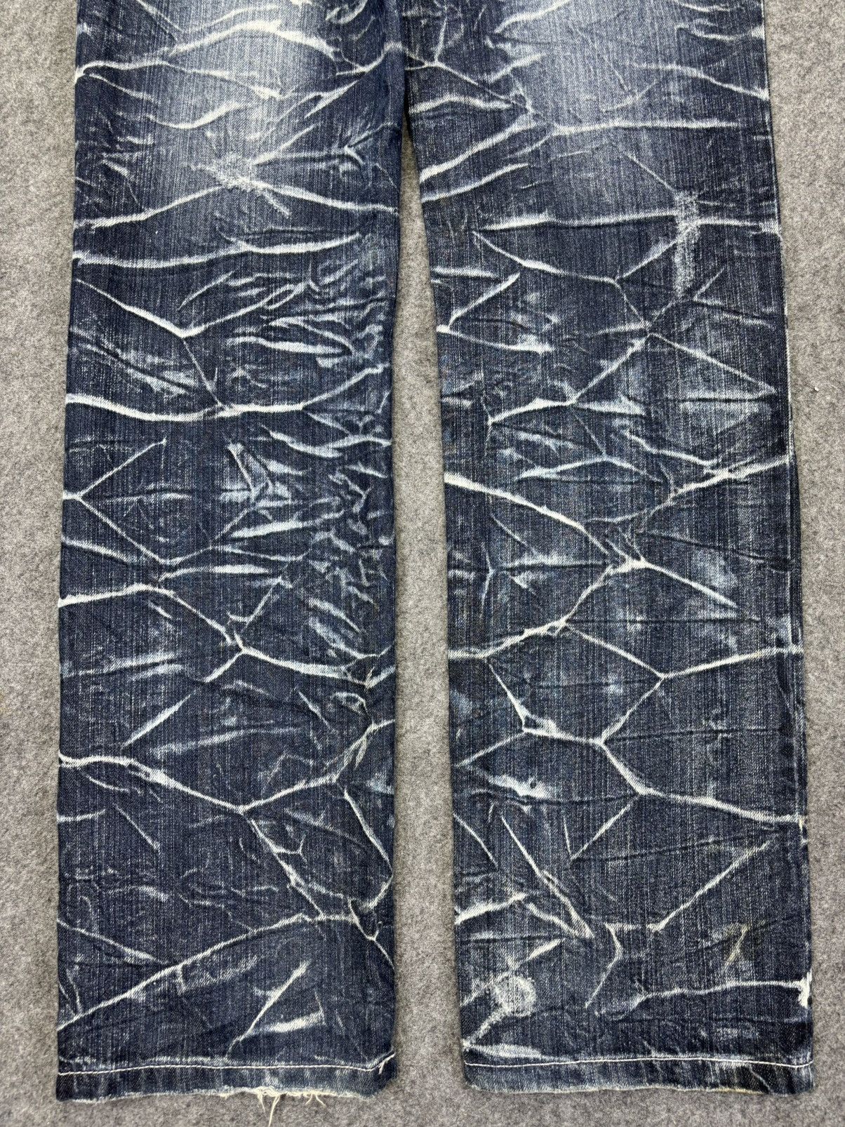 Japanese Brand 💥Double Waist💥Nylaus Crazy Crack FadesDouble Waist Denim K27 Size US 32 / EU 48 - 10 Thumbnail
