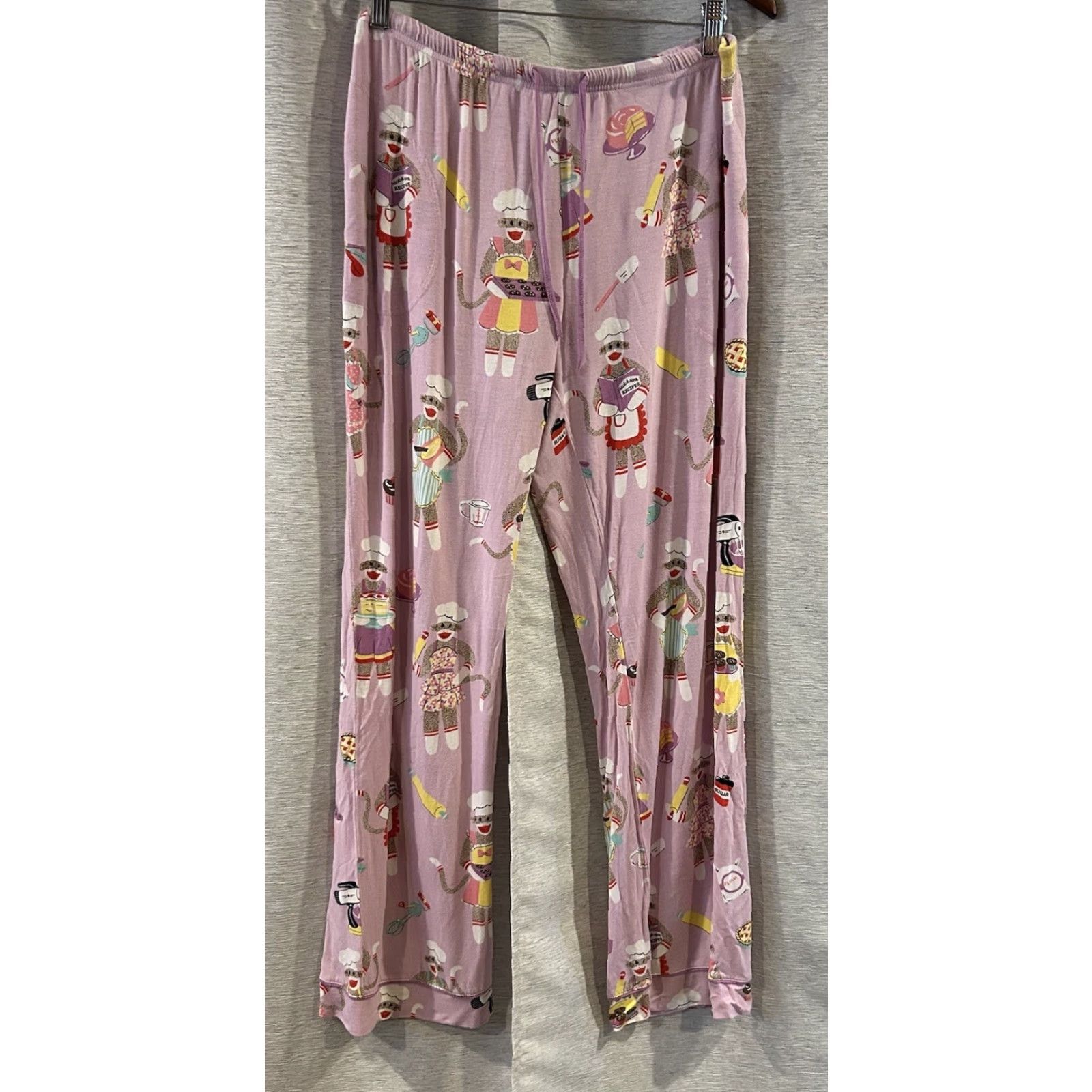 Vintage Nick & Nora Pajama Set Sock Monkey Baker 2 Pc Top Bottom PJs Size Large Size L / US 10 / IT 46 - 6 Thumbnail
