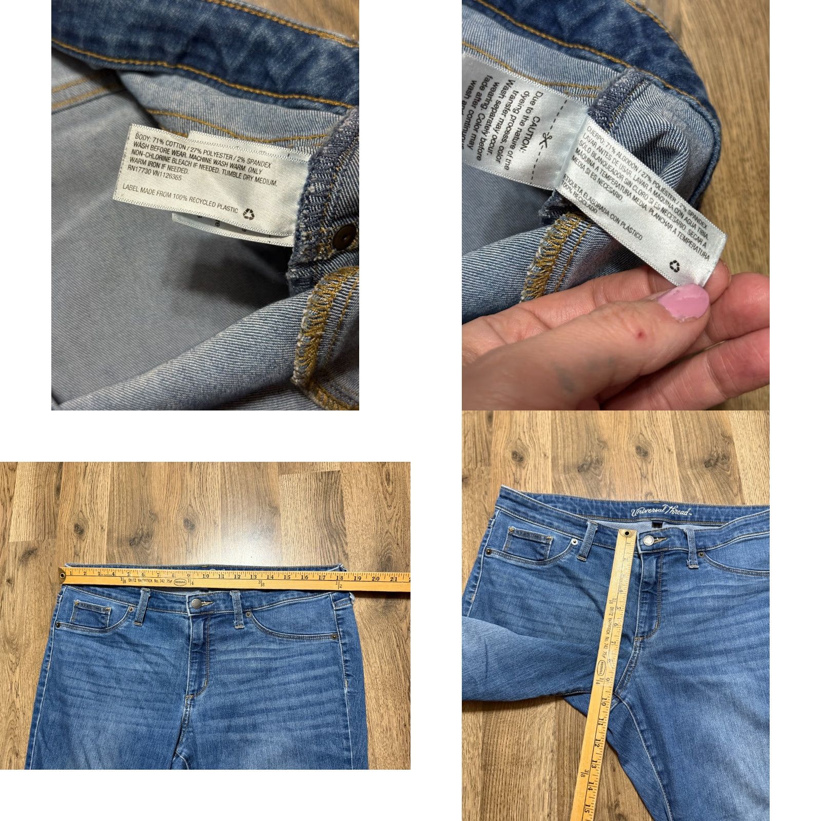 Vintage Universal Thread Jeans Women's 14/32L Blue Mid Rise Jeggings 38" Length Regular 5-Pocket Denim Stretch Vintage: No Mens Womens Boys Girls Size 36" / US 14 / IT 50 - 8 Thumbnail