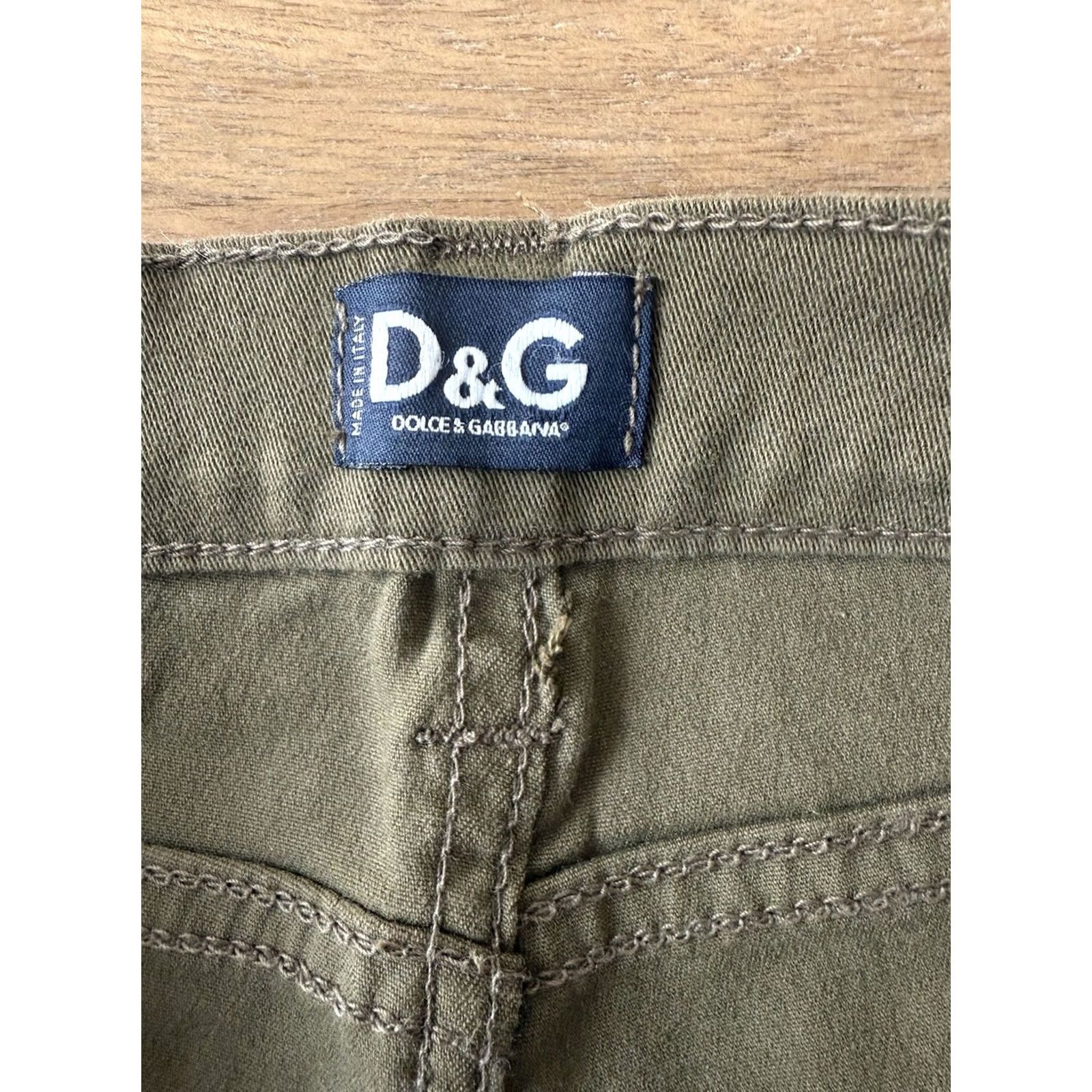 Dolce & Gabbana VINTAGE Dolce&Gabbana Slim Straight Pants Womens 26x31 Green Chino Logo Zipper Pocket Casual City 90s Mens Women Girls Size 26" / US 2 / IT 38 - 3 Thumbnail