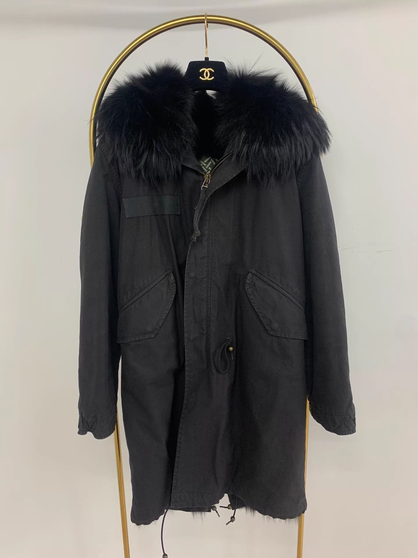 MR & MRS ITALY Black Parka with Fluffy Fur Collar Size US XS / EU 42 / 0 - 1 Thumbnail